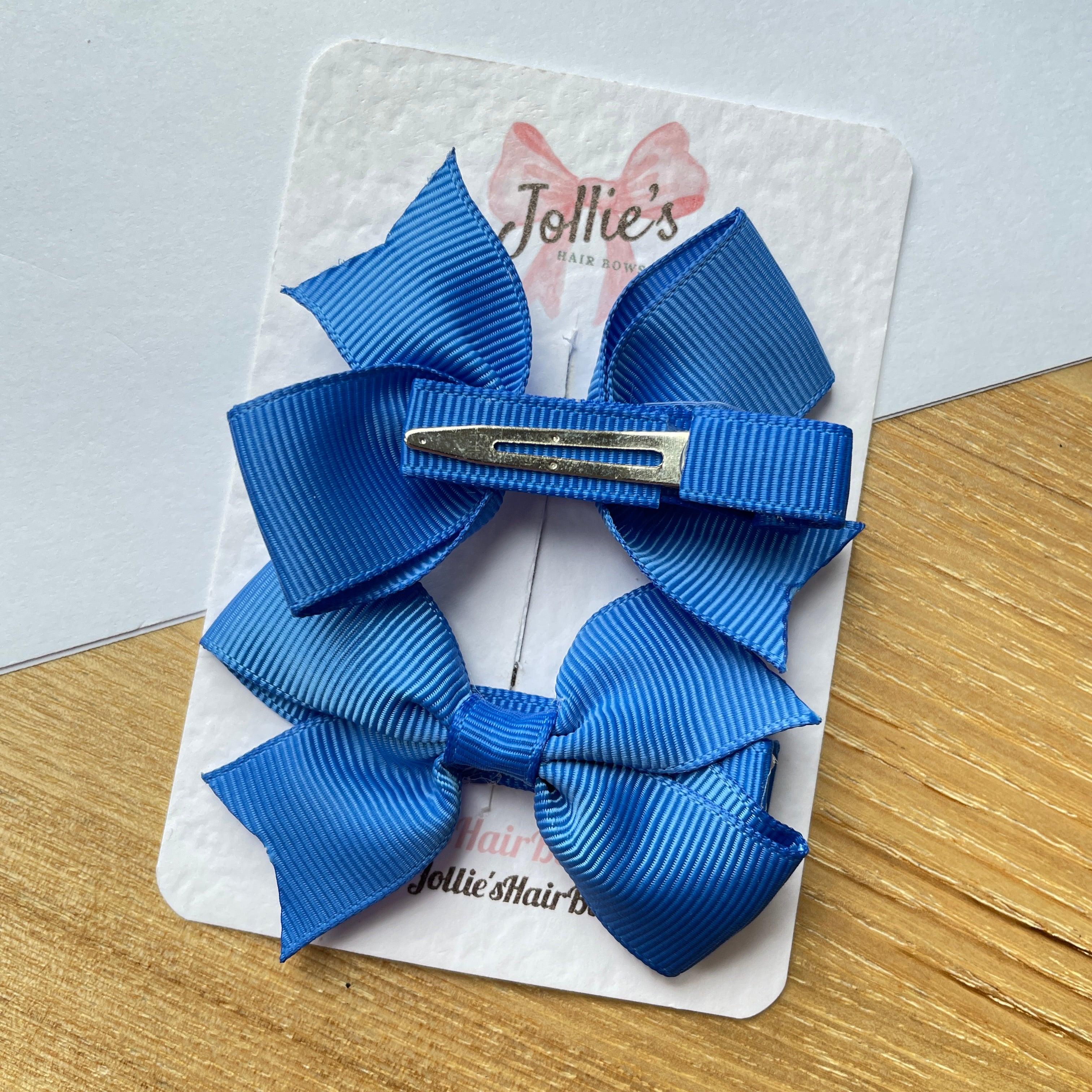 2.5" Royal Blue Lively Bow Clip Set – Grosgrain Ribbon Hair Bows for Girls (Pair)