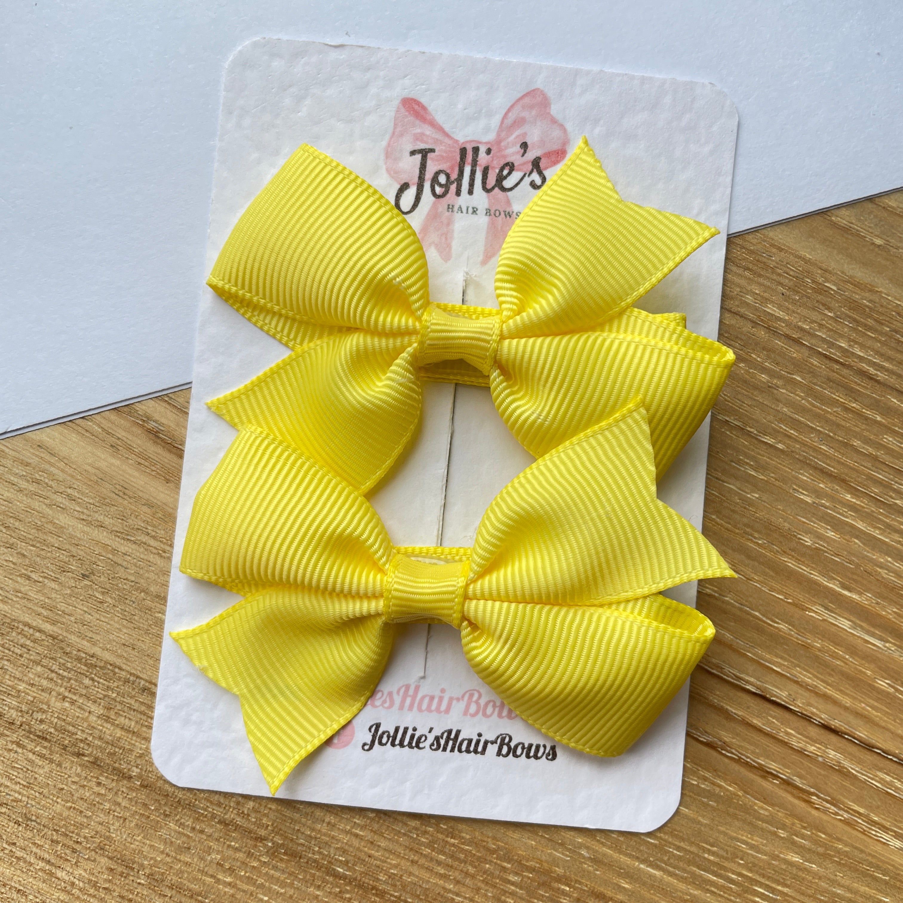 2.5" Lemon Lively Bow Clip Set – Grosgrain Ribbon Hair Bows for Girls (Pair)