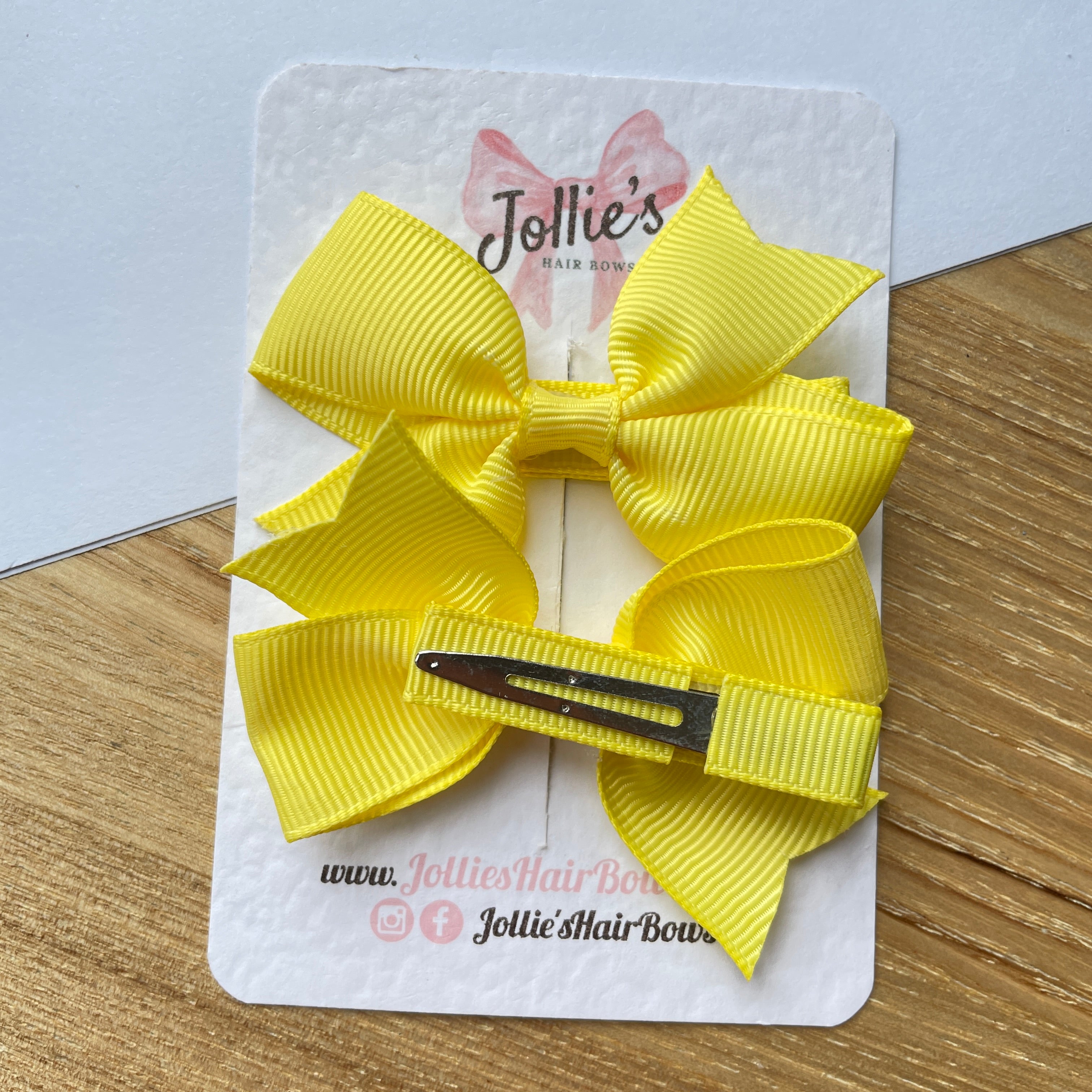 2.5" Lemon Lively Bow Clip Set – Grosgrain Ribbon Hair Bows for Girls (Pair)