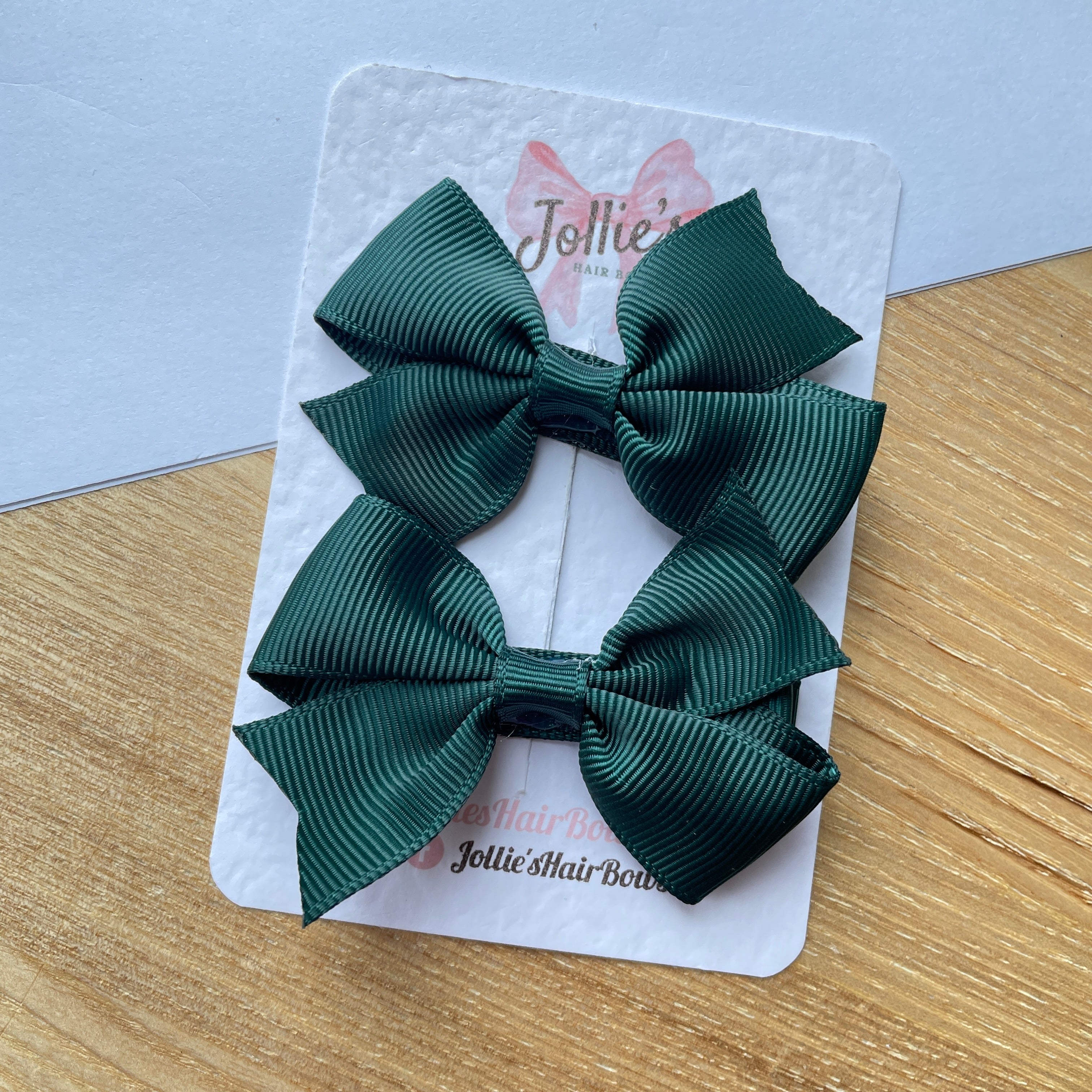2.5" Spruce Lively Bow Clip Set – Grosgrain Ribbon Hair Bows for Girls (Pair)