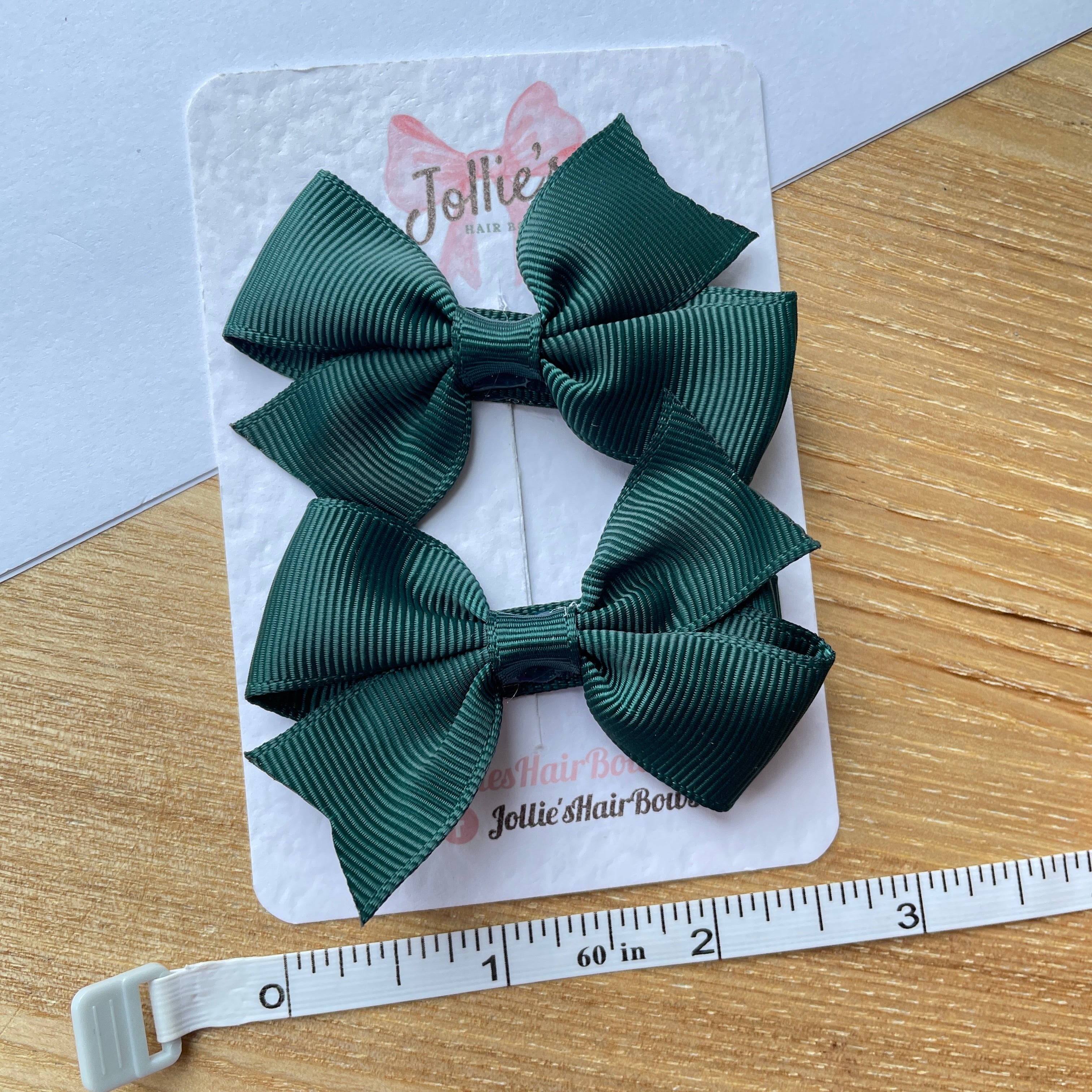 2.5" Spruce Lively Bow Clip Set – Grosgrain Ribbon Hair Bows for Girls (Pair)