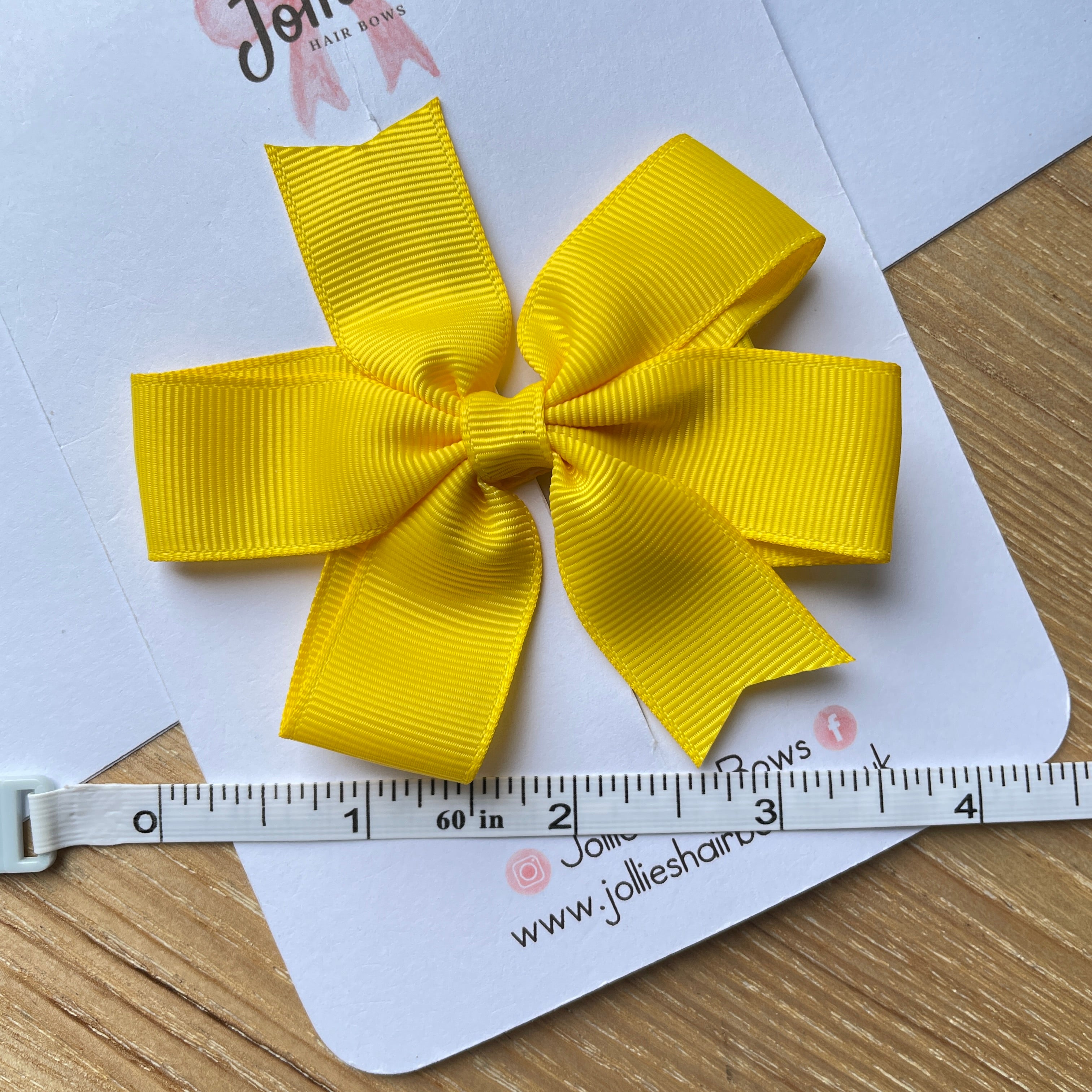 3.5" Yellow Classic Hair Bow – Grosgrain Ribbon with Lined Alligator Clip