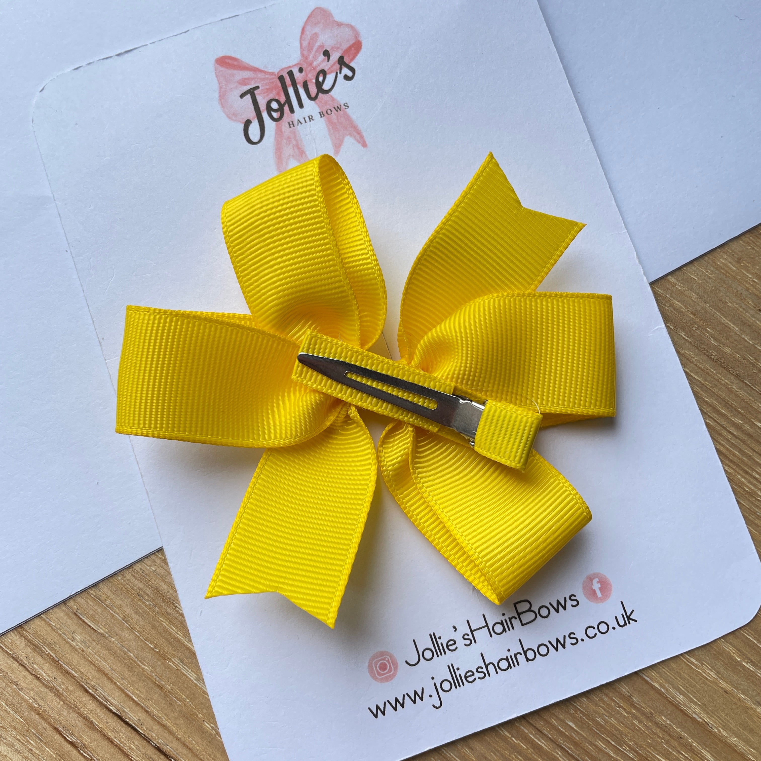 3.5" Yellow Classic Hair Bow – Grosgrain Ribbon with Lined Alligator Clip