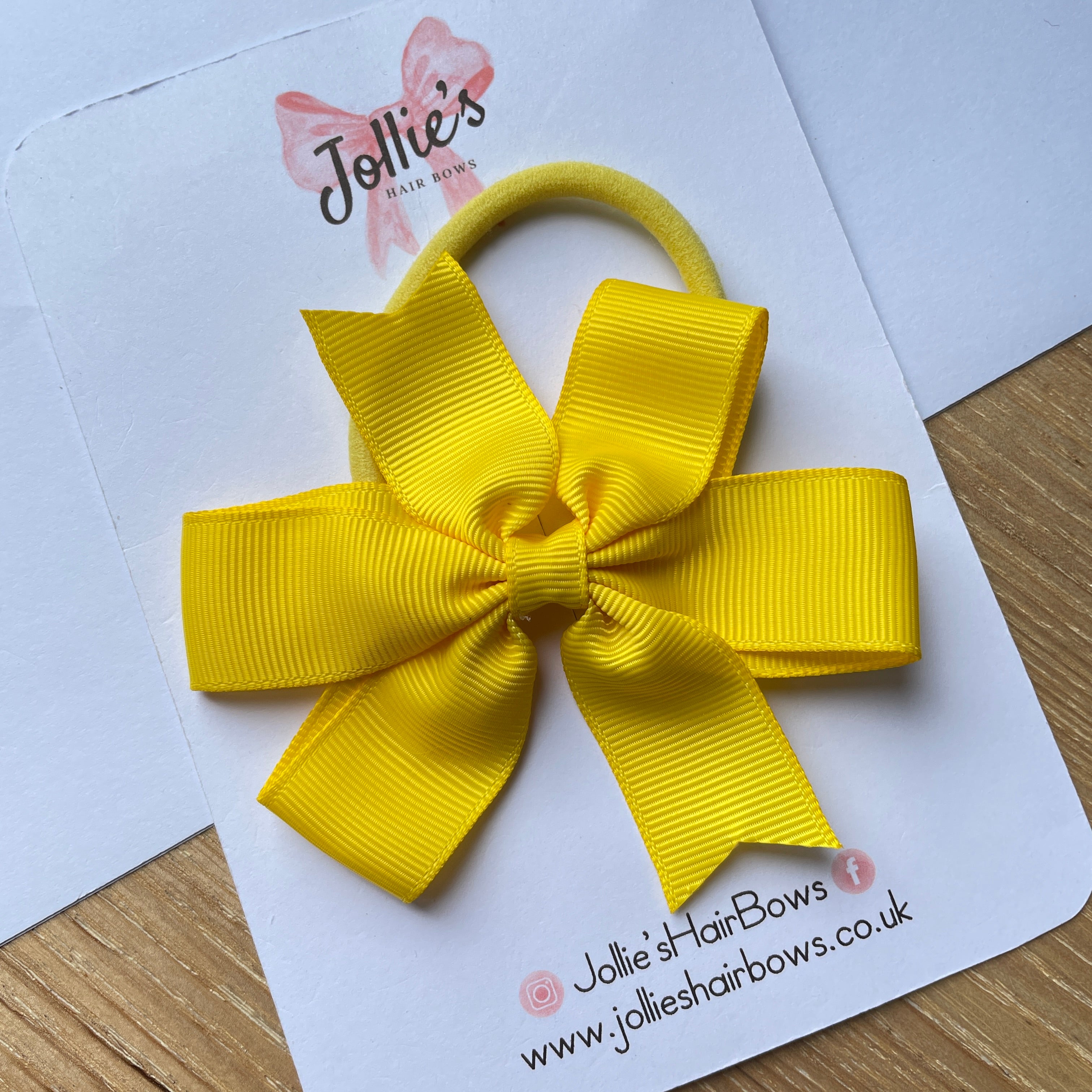 3.5" Daffodil Classic Hair Bow – Grosgrain Ribbon with Thick Elastic Bobble