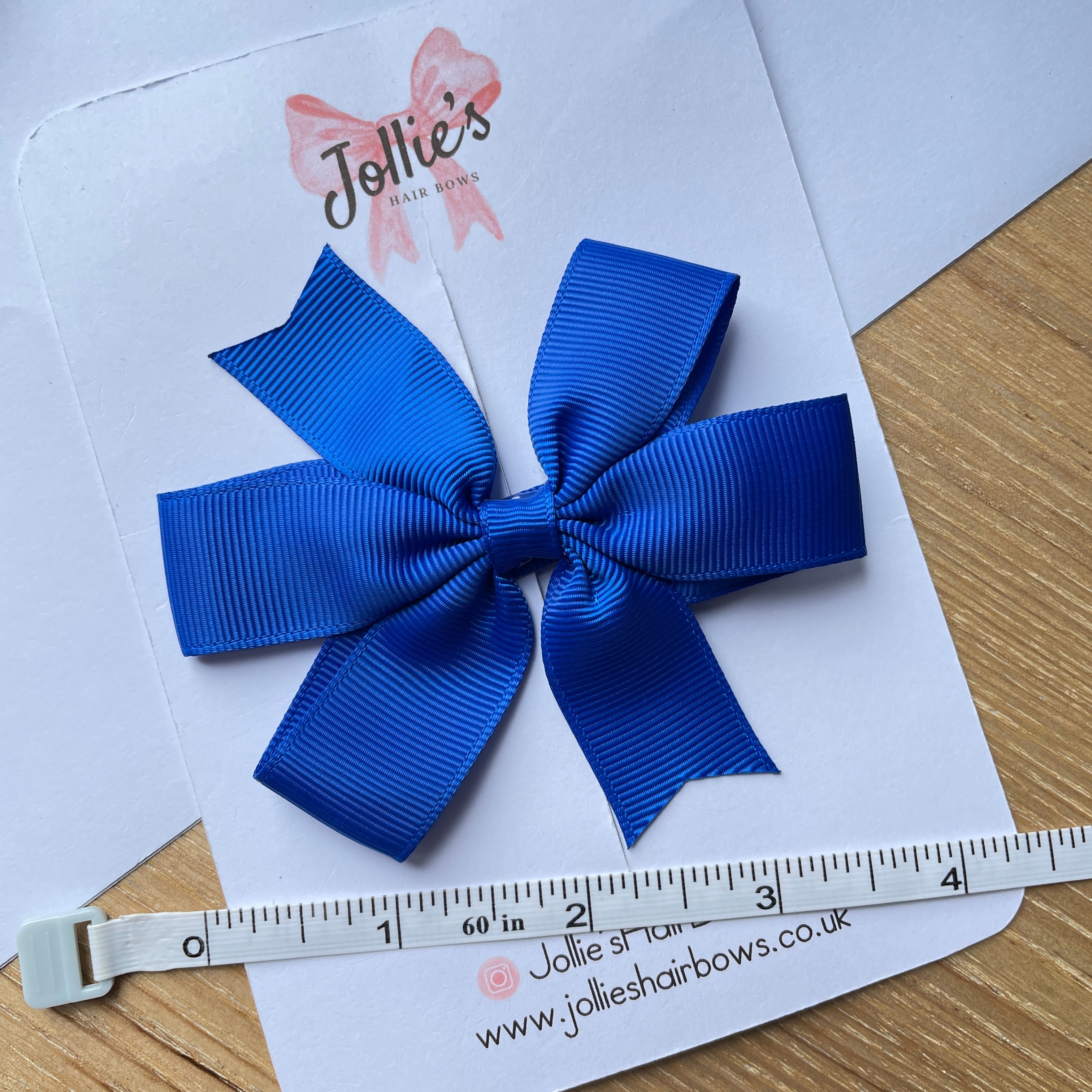 3.5" Electric Blue Classic Hair Bow – Grosgrain Ribbon with Lined Alligator Clip