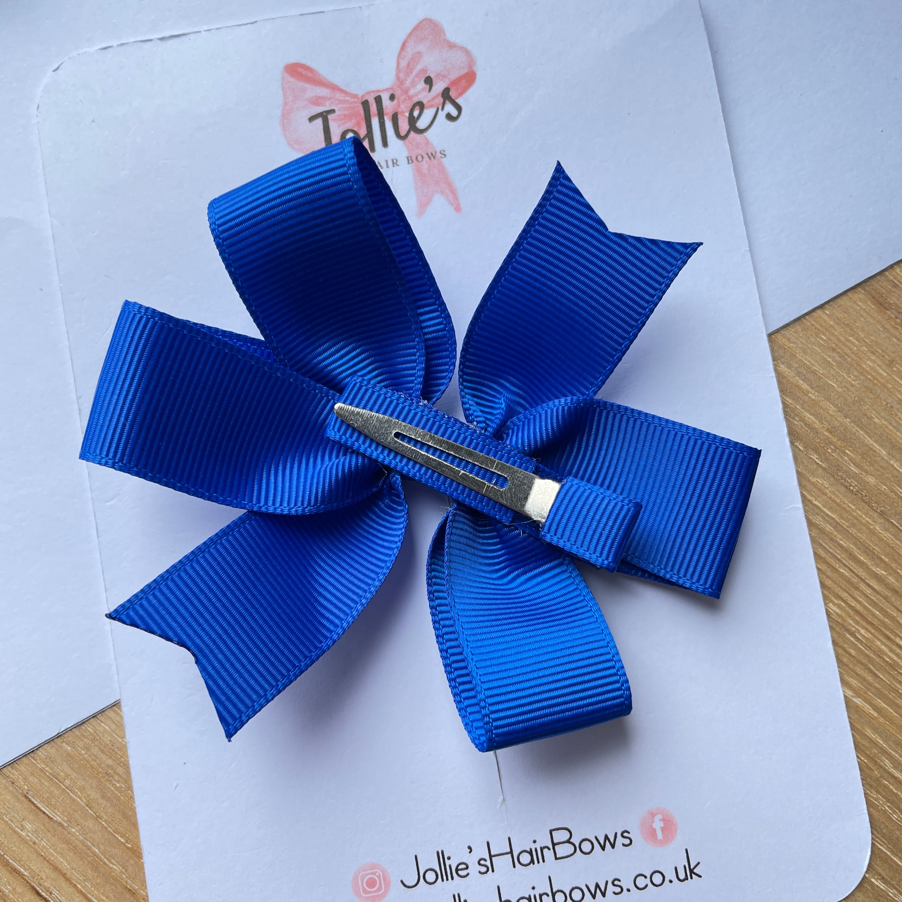 3.5" Electric Blue Classic Hair Bow – Grosgrain Ribbon with Lined Alligator Clip