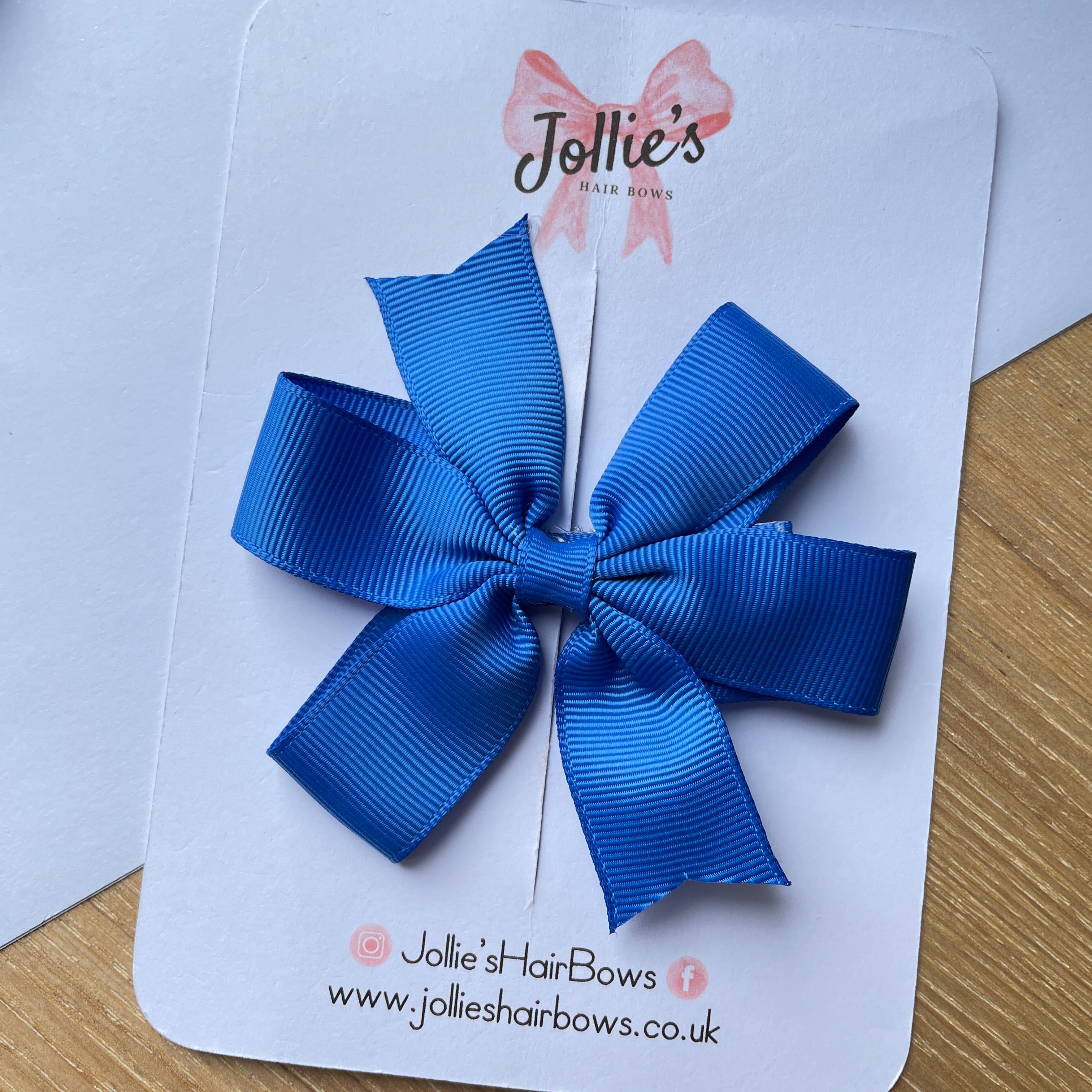 3.5" Royal Blue Classic Hair Bow – Grosgrain Ribbon with Lined Alligator Clip