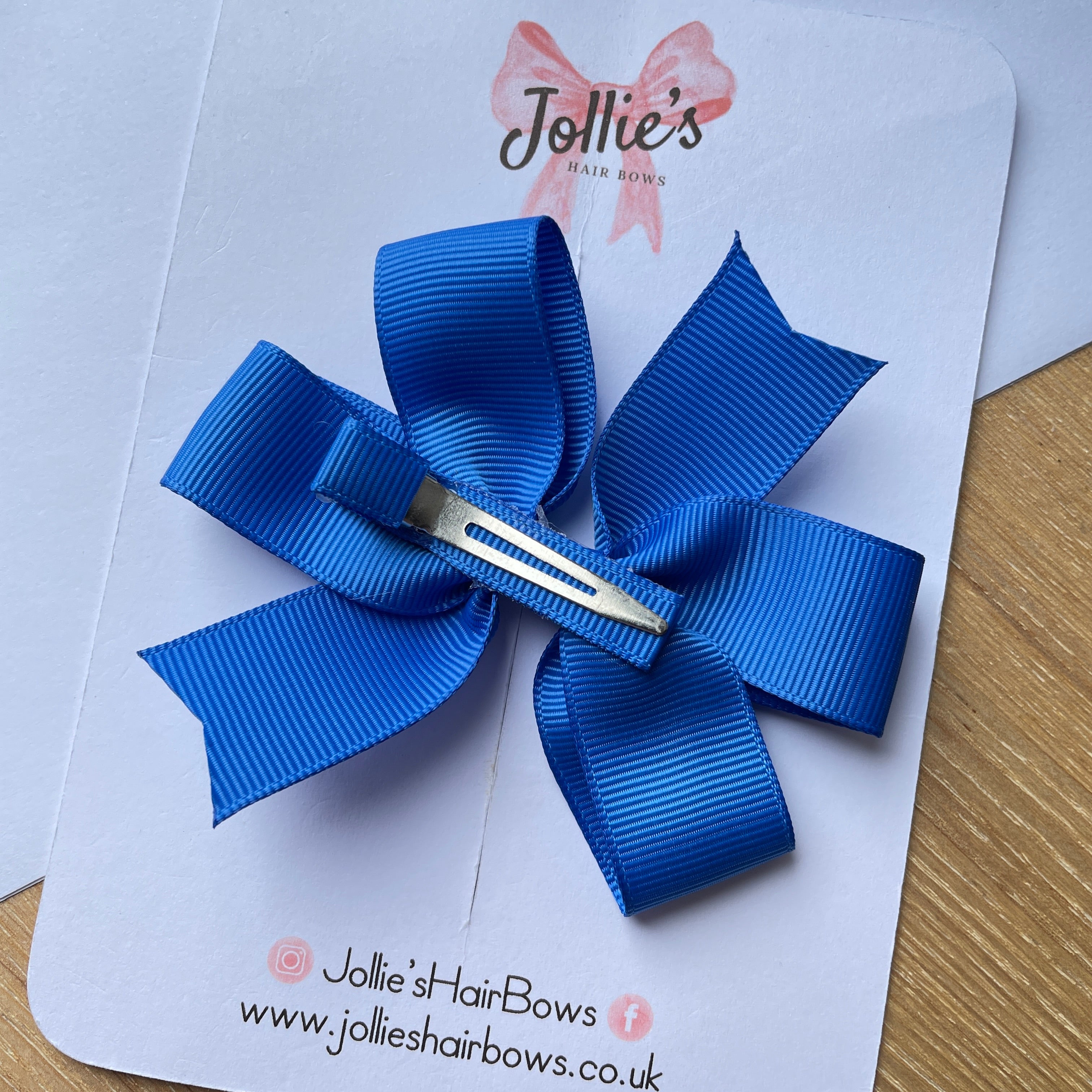 3.5" Royal Blue Classic Hair Bow – Grosgrain Ribbon with Lined Alligator Clip