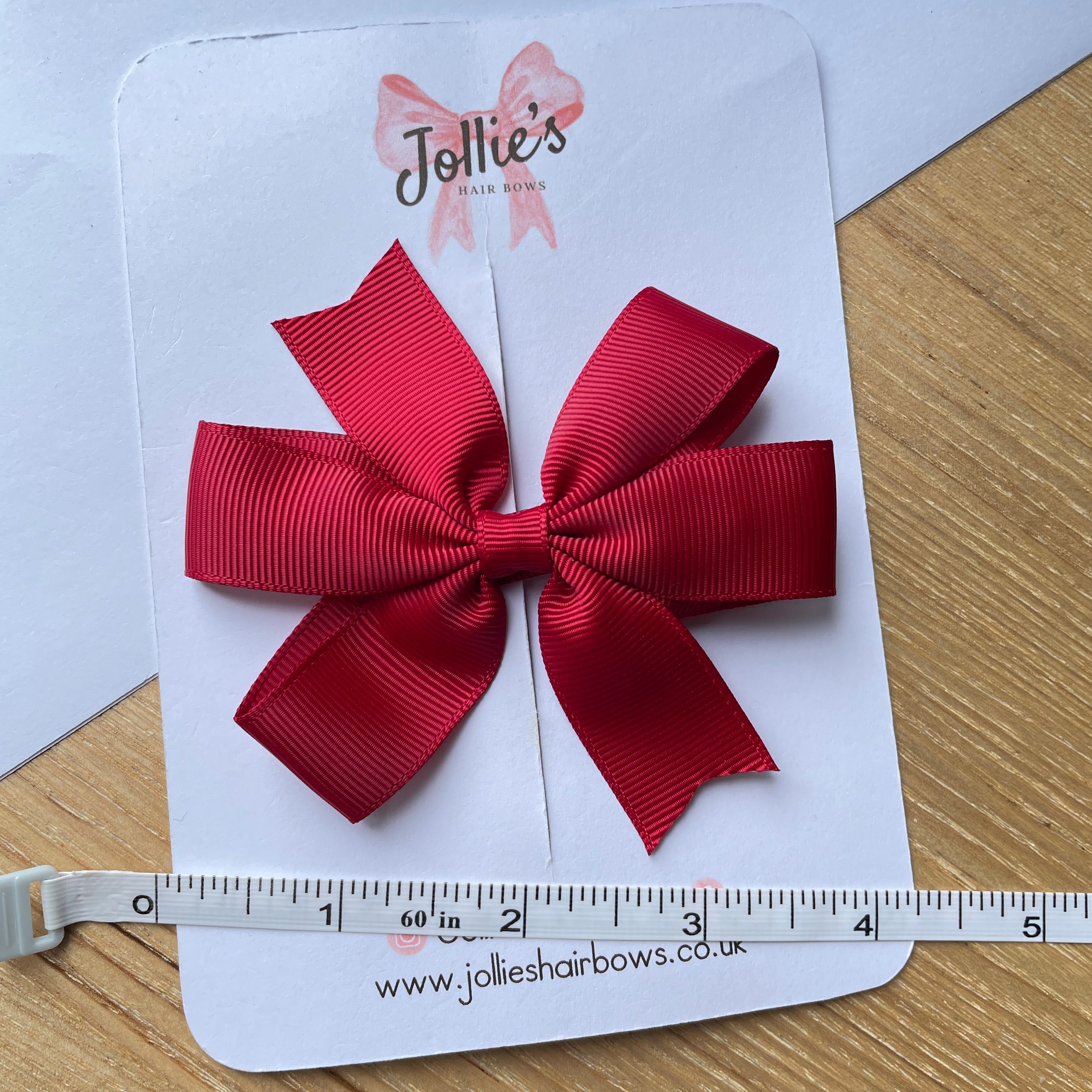 3.5" Scarlet Red Pinwheel Hair Bow – Grosgrain Ribbon with Lined Alligator Clip