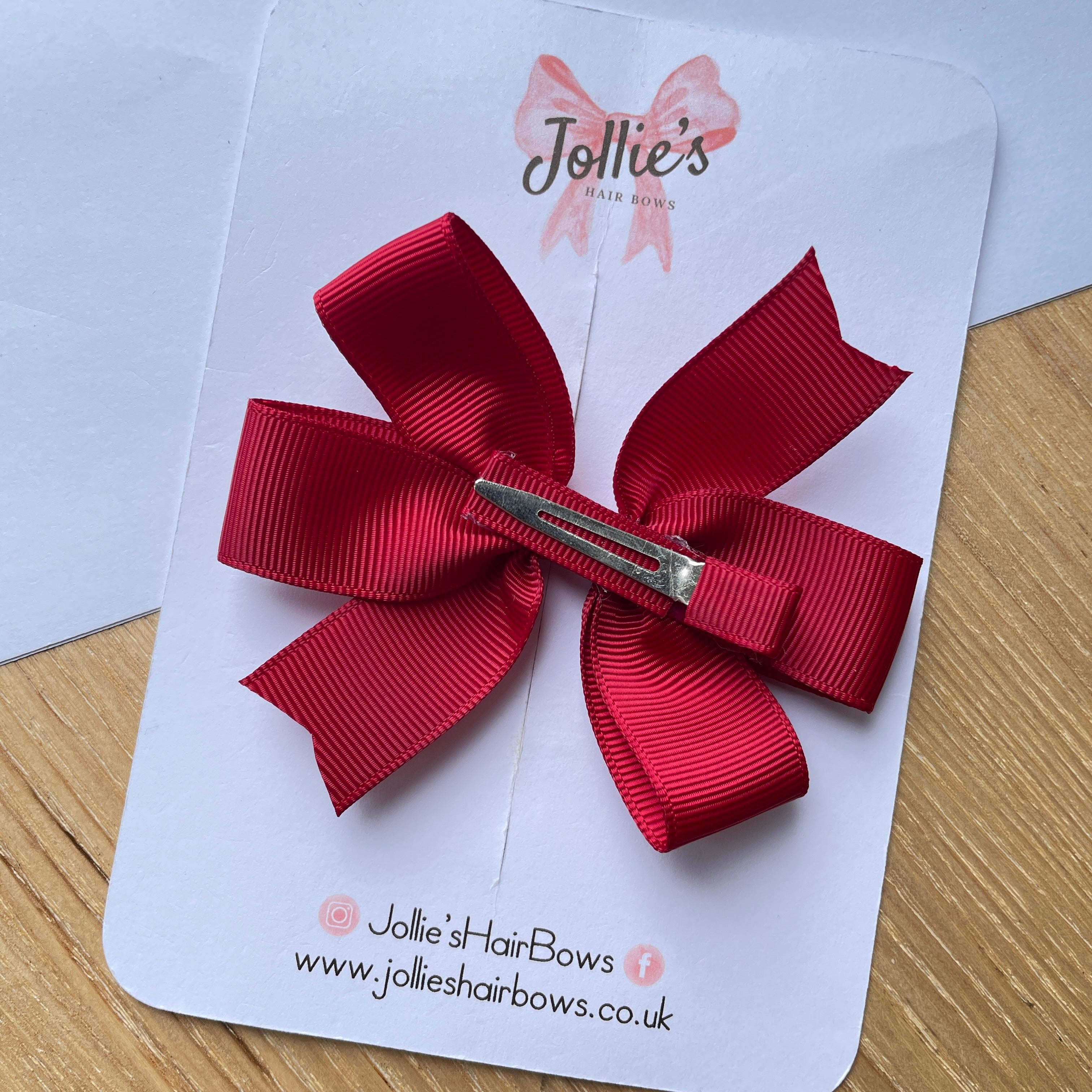 3.5" Scarlet Red Pinwheel Hair Bow – Grosgrain Ribbon with Lined Alligator Clip