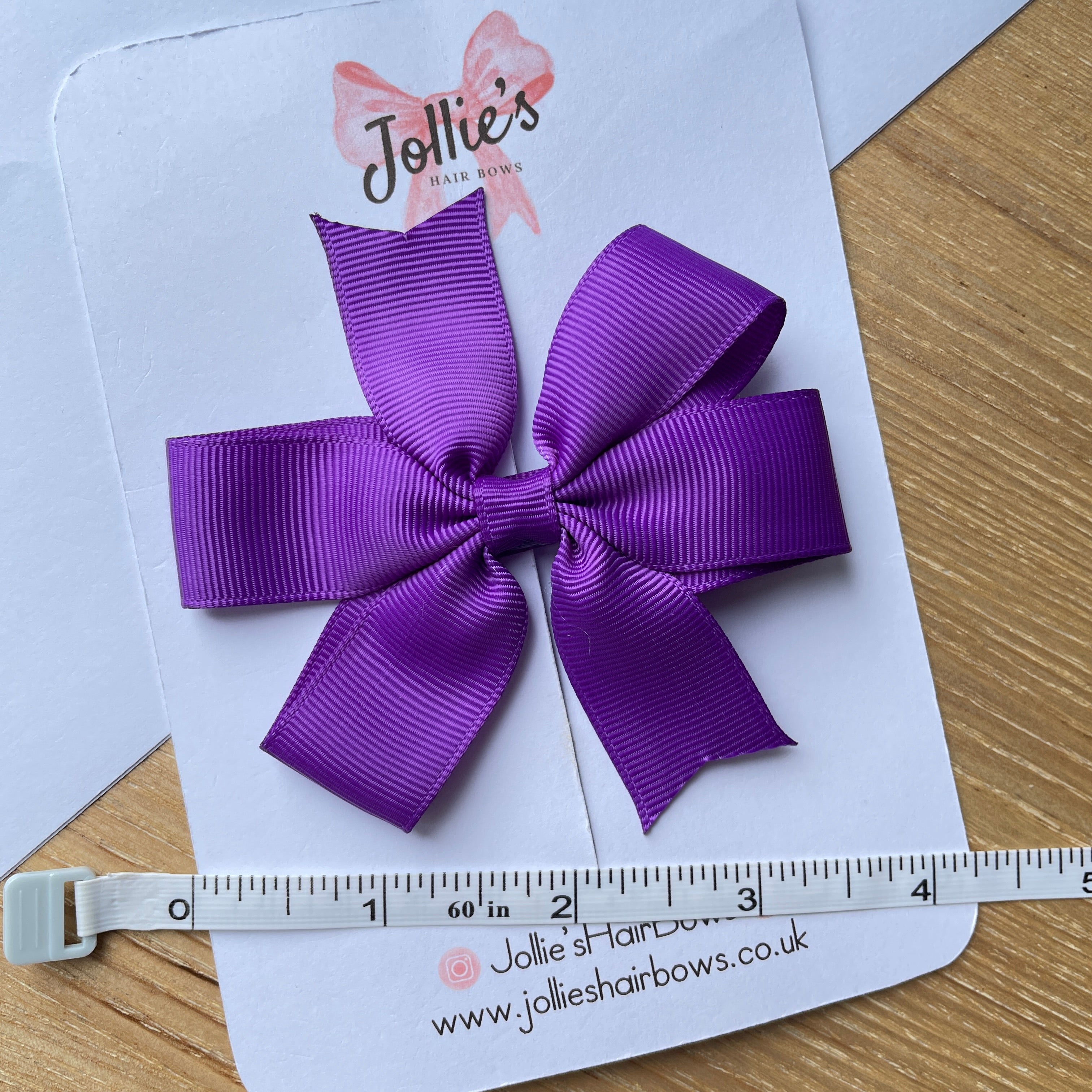 3.5" Purple Pinwheel Hair Bow – Grosgrain Ribbon with Lined Alligator Clip