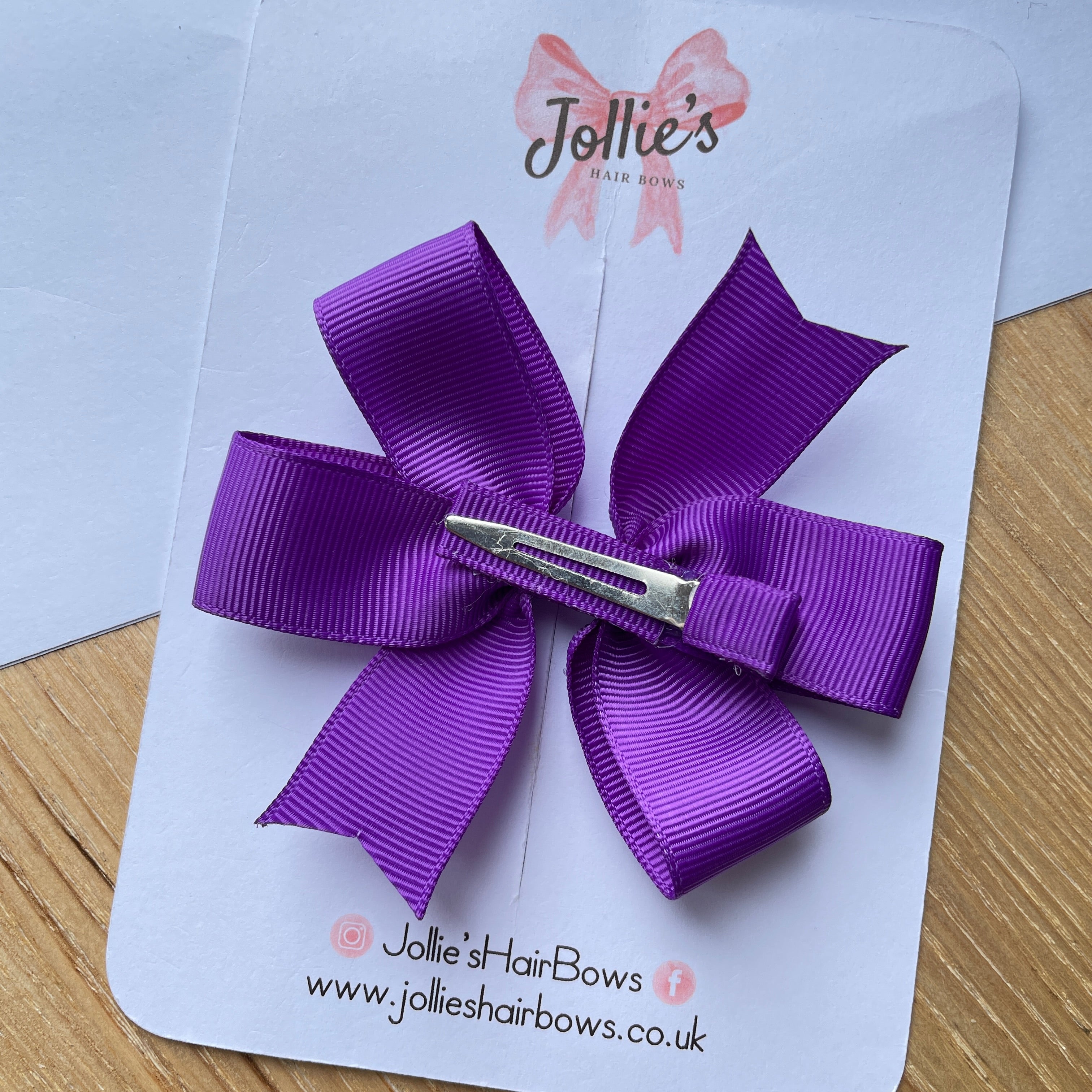 3.5" Purple Pinwheel Hair Bow – Grosgrain Ribbon with Lined Alligator Clip