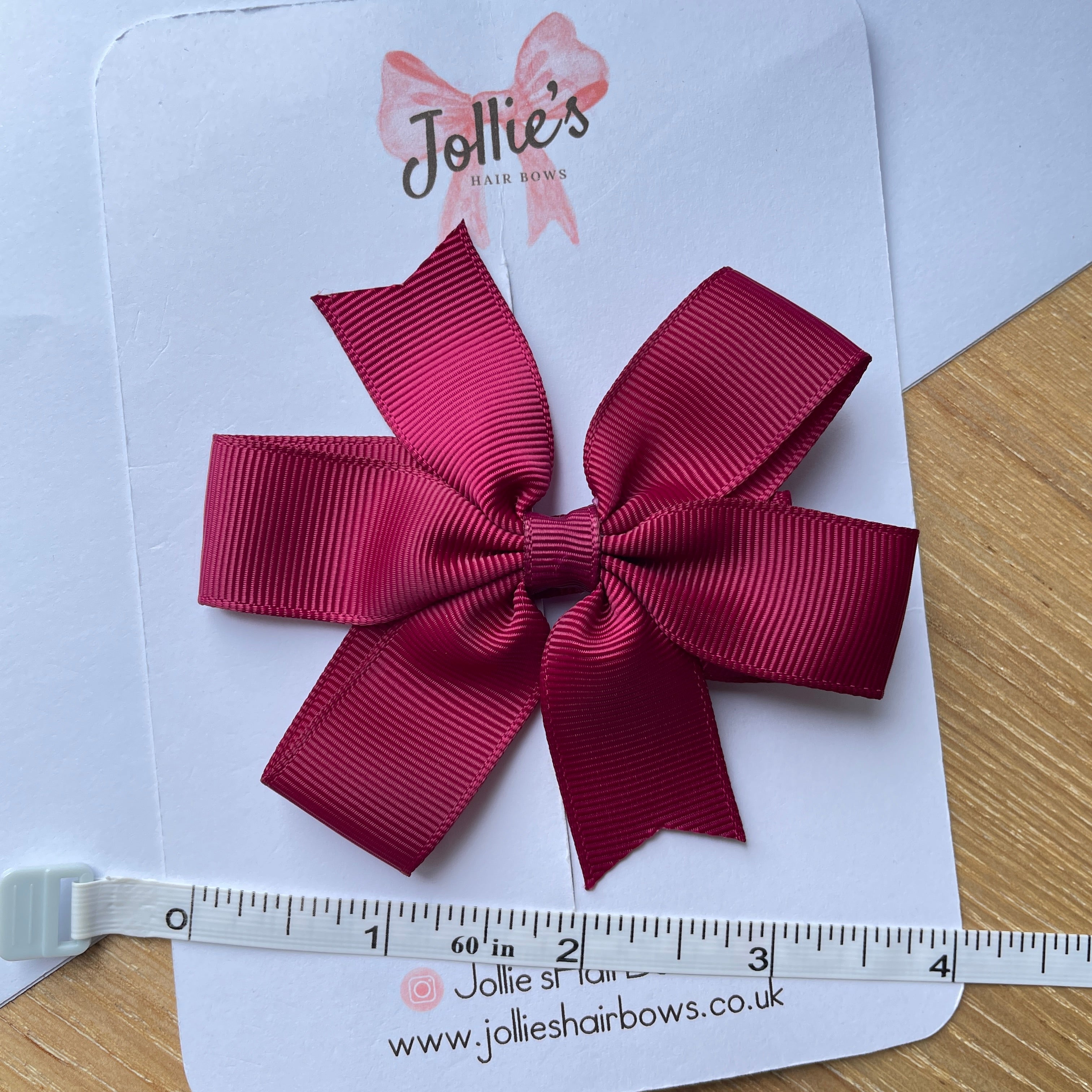 3.5" Wine Classic Hair Bow – Grosgrain Ribbon with Lined Alligator Clip