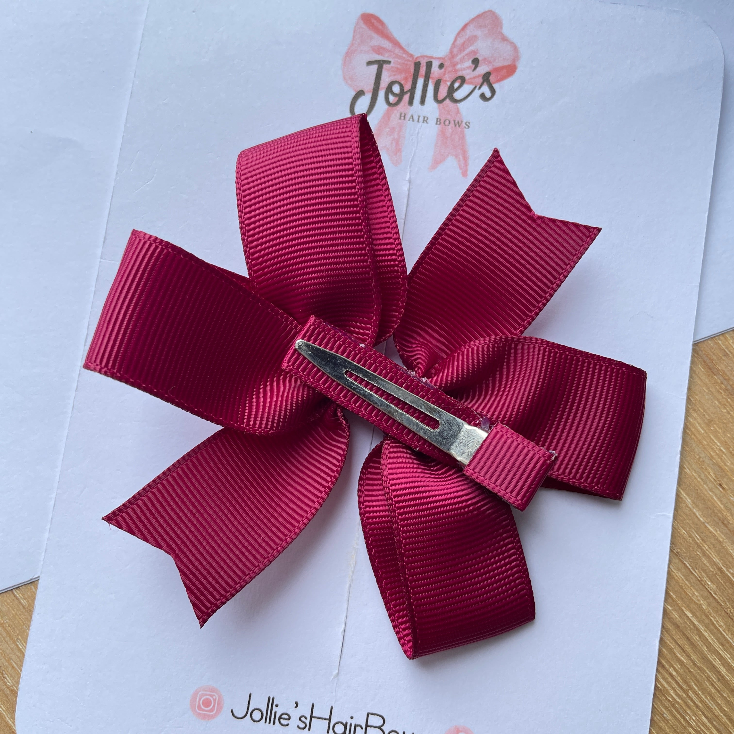 3.5" Wine Classic Hair Bow – Grosgrain Ribbon with Lined Alligator Clip