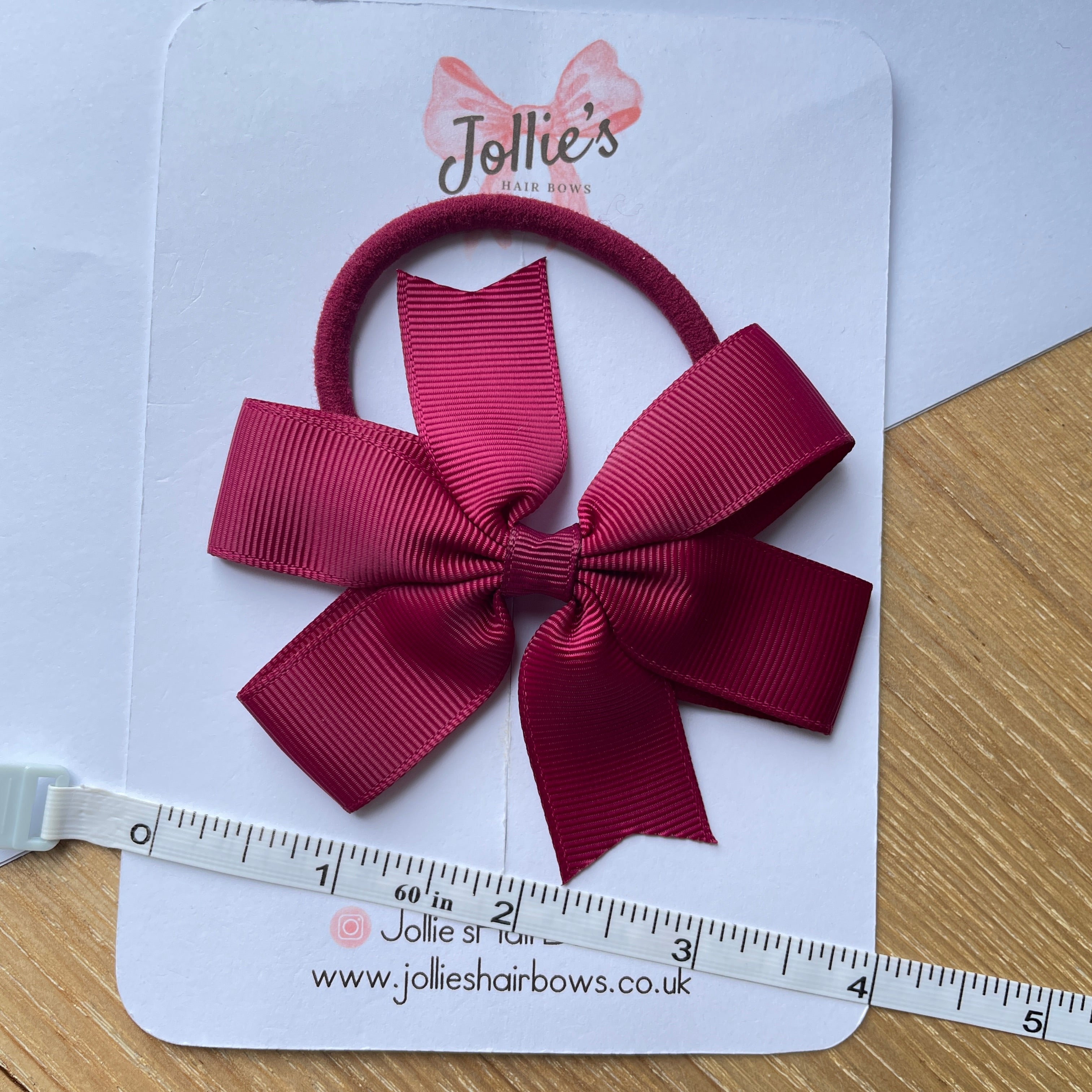 3.5" Wine Classic Hair Bow – Grosgrain Ribbon with Thick Elastic Bobble