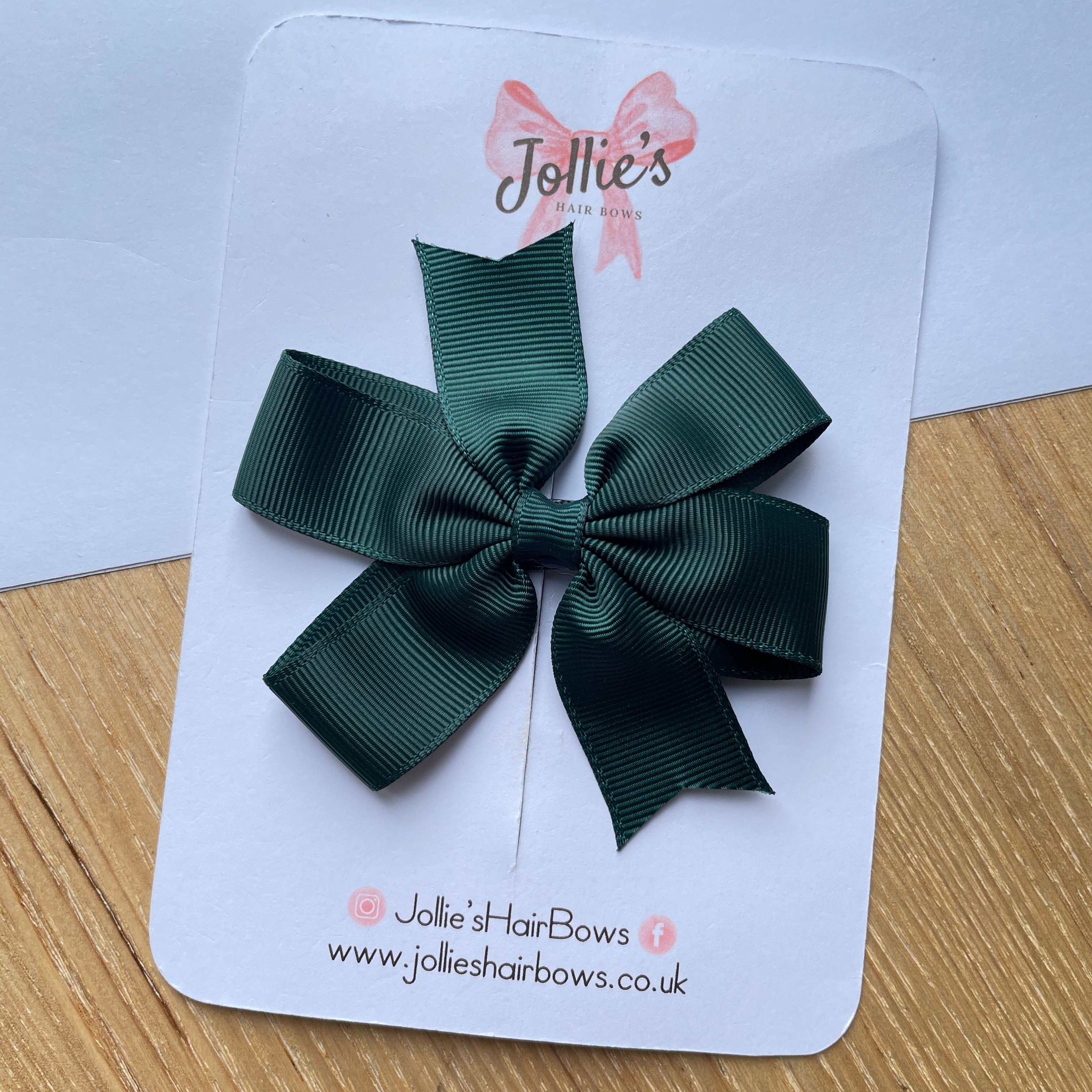 3.5" Spruce Classic Hair Bow – Grosgrain Ribbon with Lined Alligator Clip