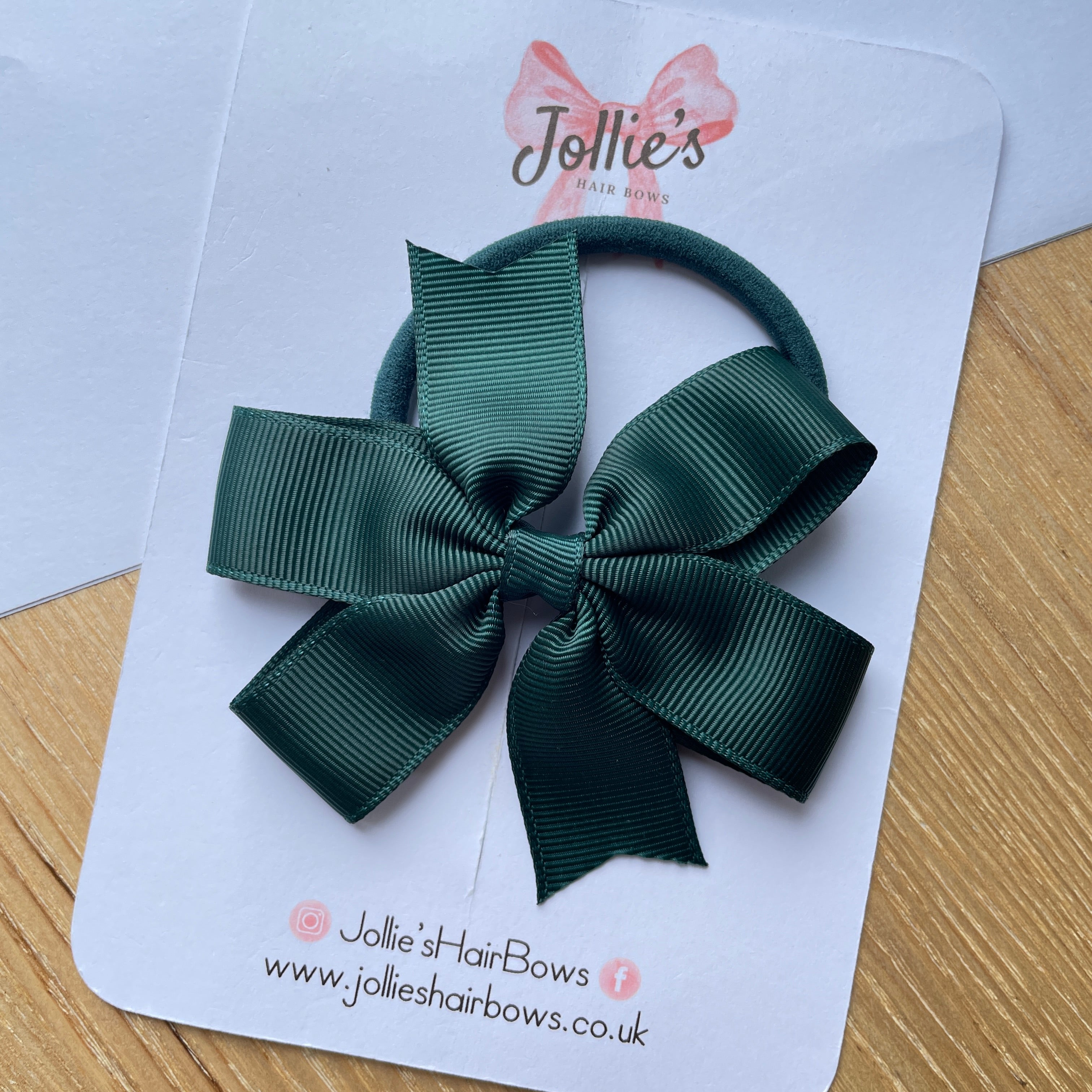 3.5" Spruce Classic Hair Bow – Grosgrain Ribbon with Thick Elastic Bobble