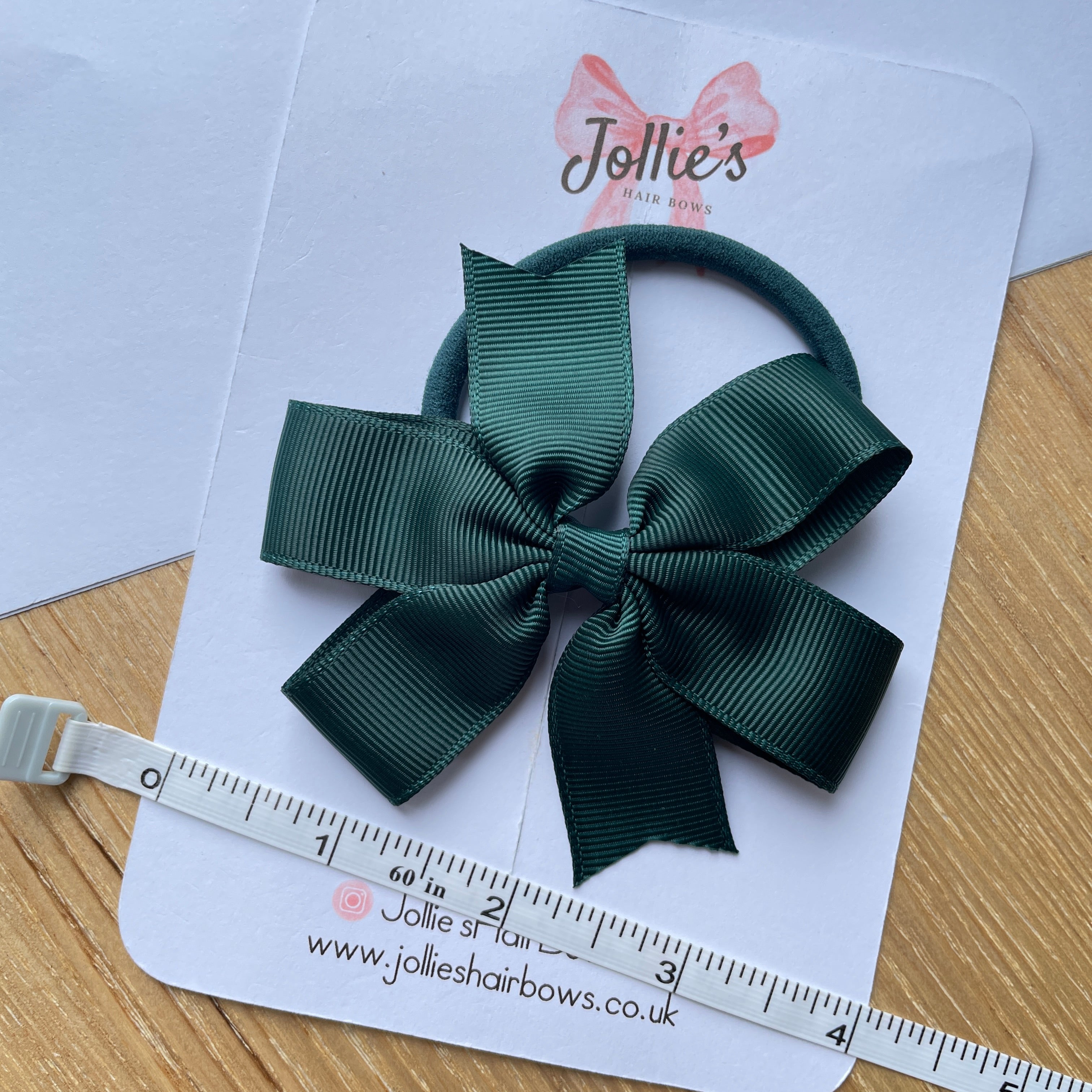 3.5" Spruce Classic Hair Bow – Grosgrain Ribbon with Thick Elastic Bobble