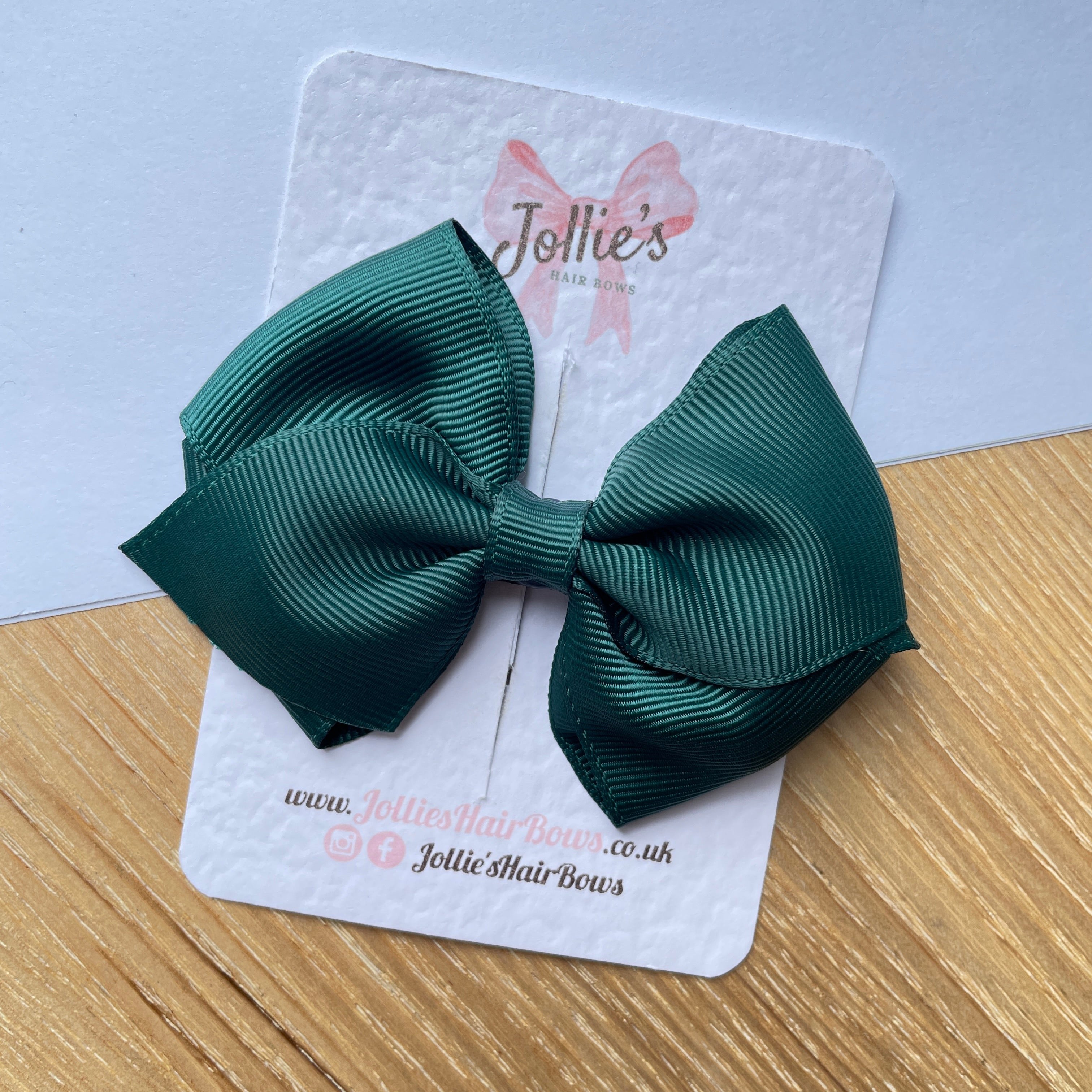 3.75" Spruce Flat Hair Bow – Grosgrain Ribbon with Lined Alligator Clip