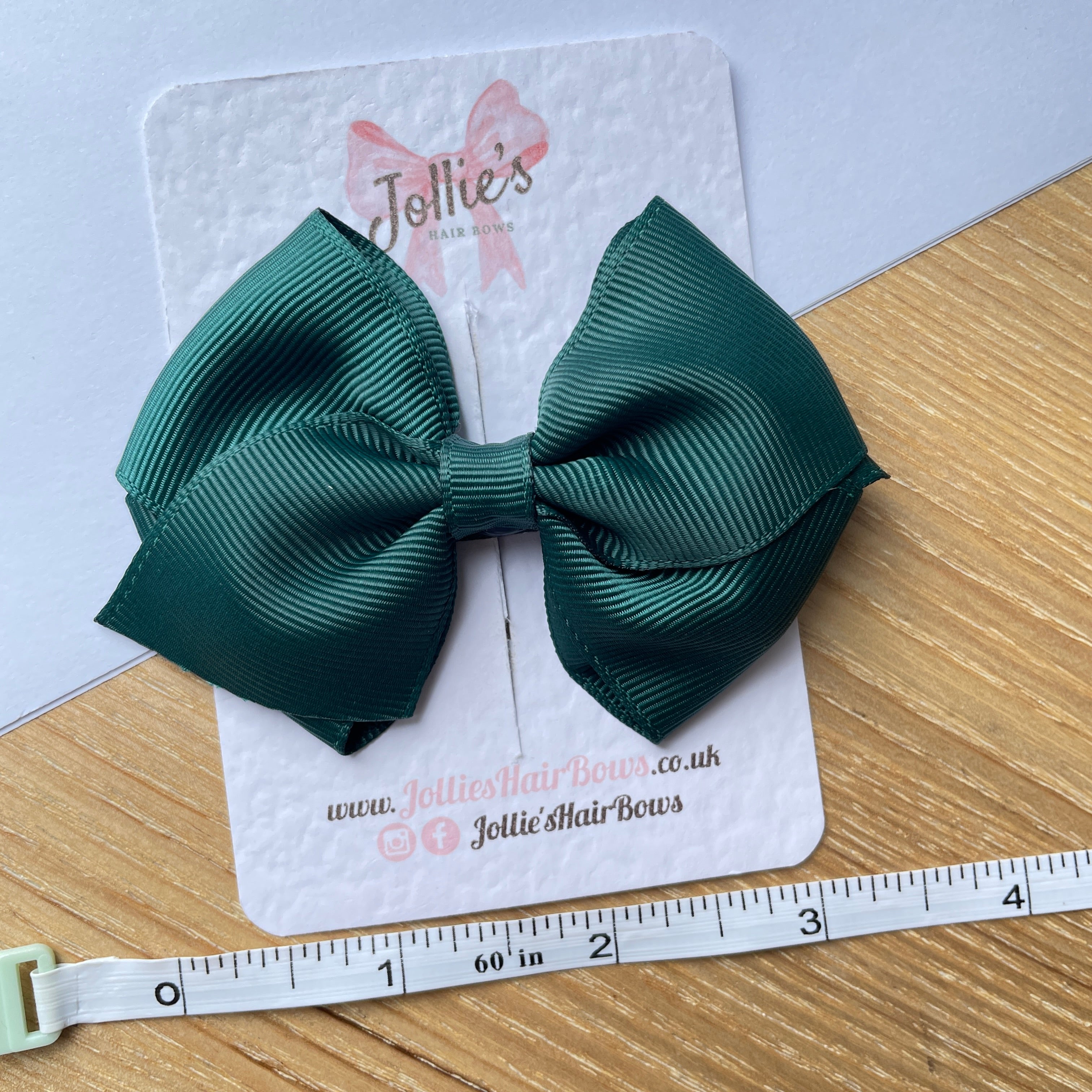 3.75" Spruce Flat Hair Bow – Grosgrain Ribbon with Lined Alligator Clip