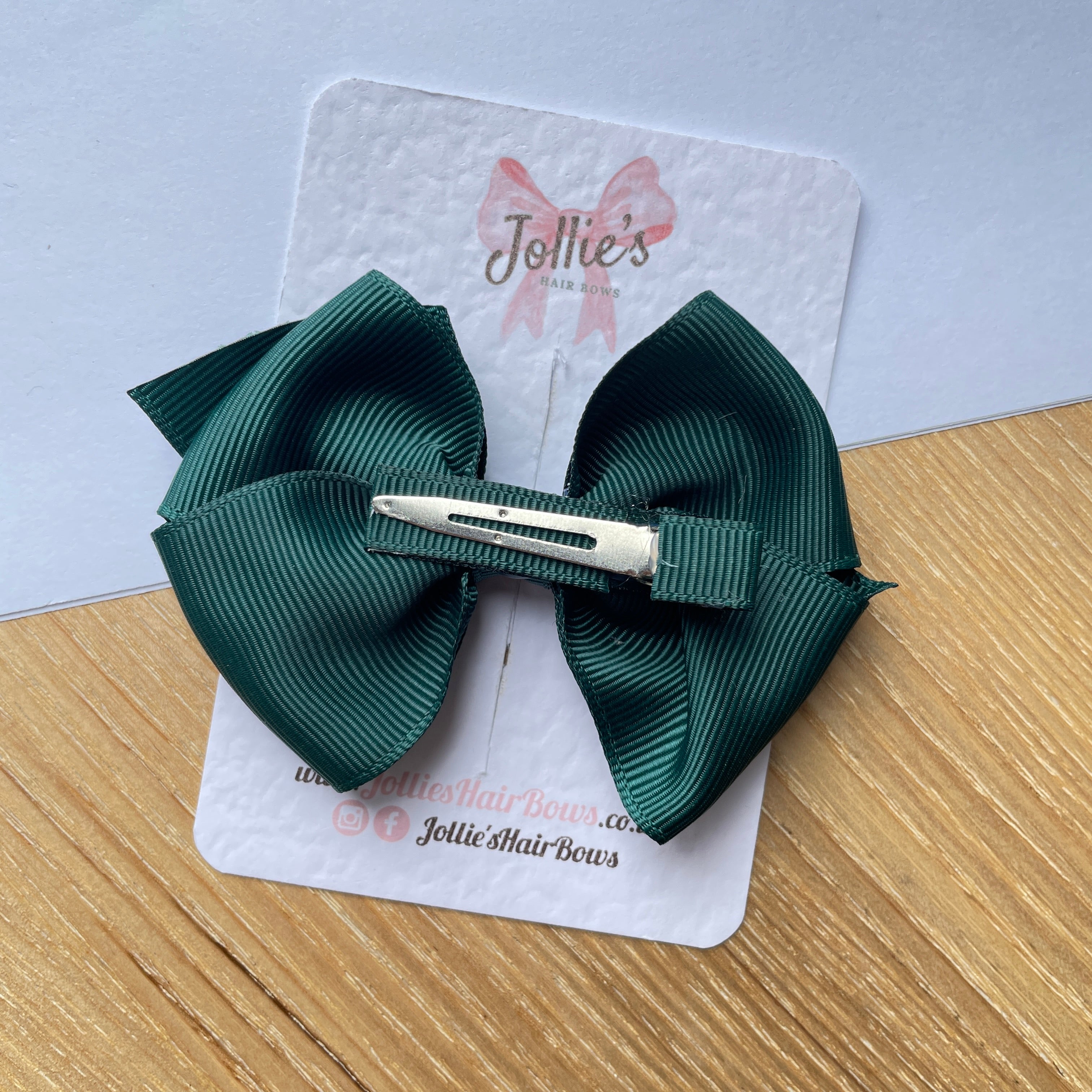 3.75" Spruce Flat Hair Bow – Grosgrain Ribbon with Lined Alligator Clip
