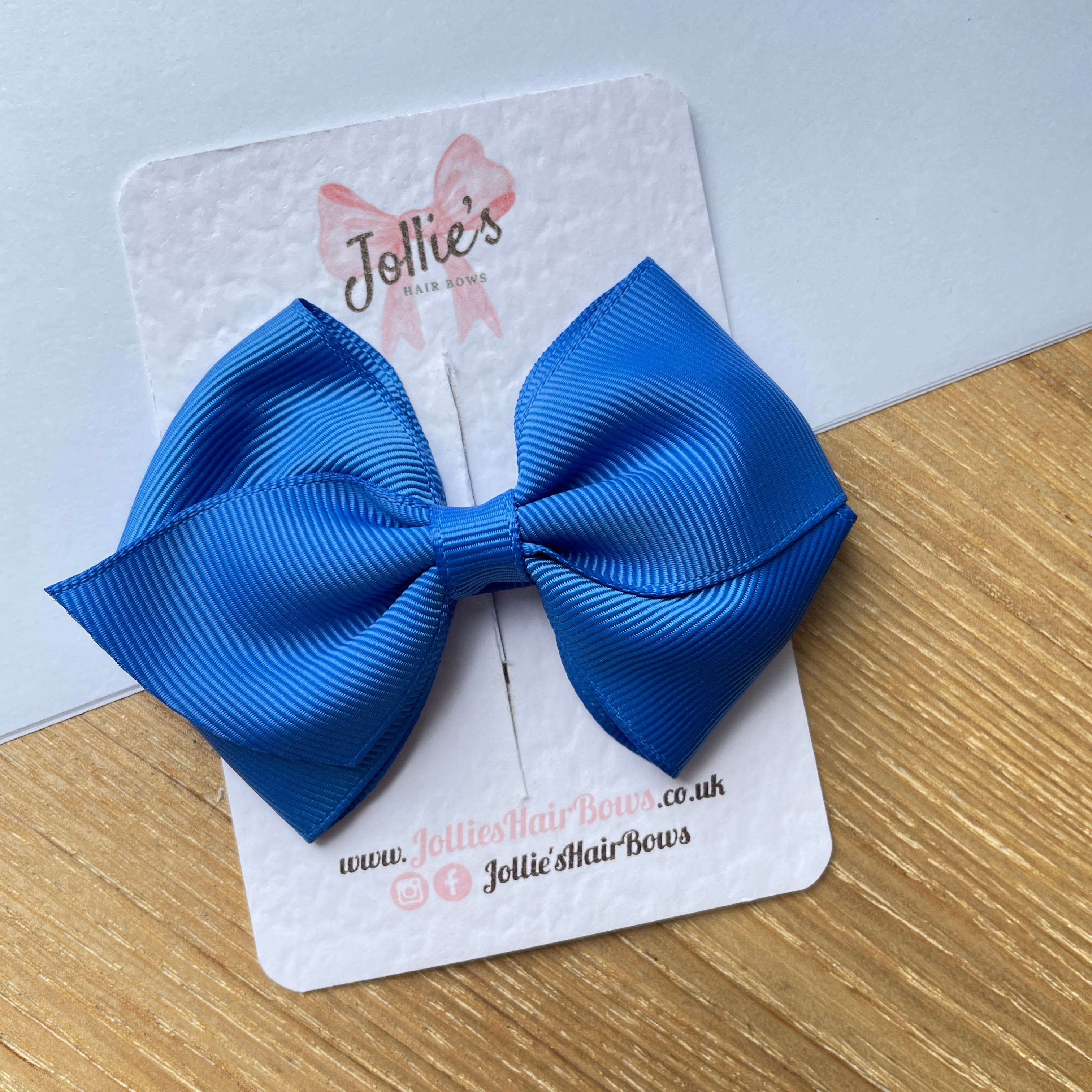 3.75" Royal Blue Flat Hair Bow – Grosgrain Ribbon with Lined Alligator Clip