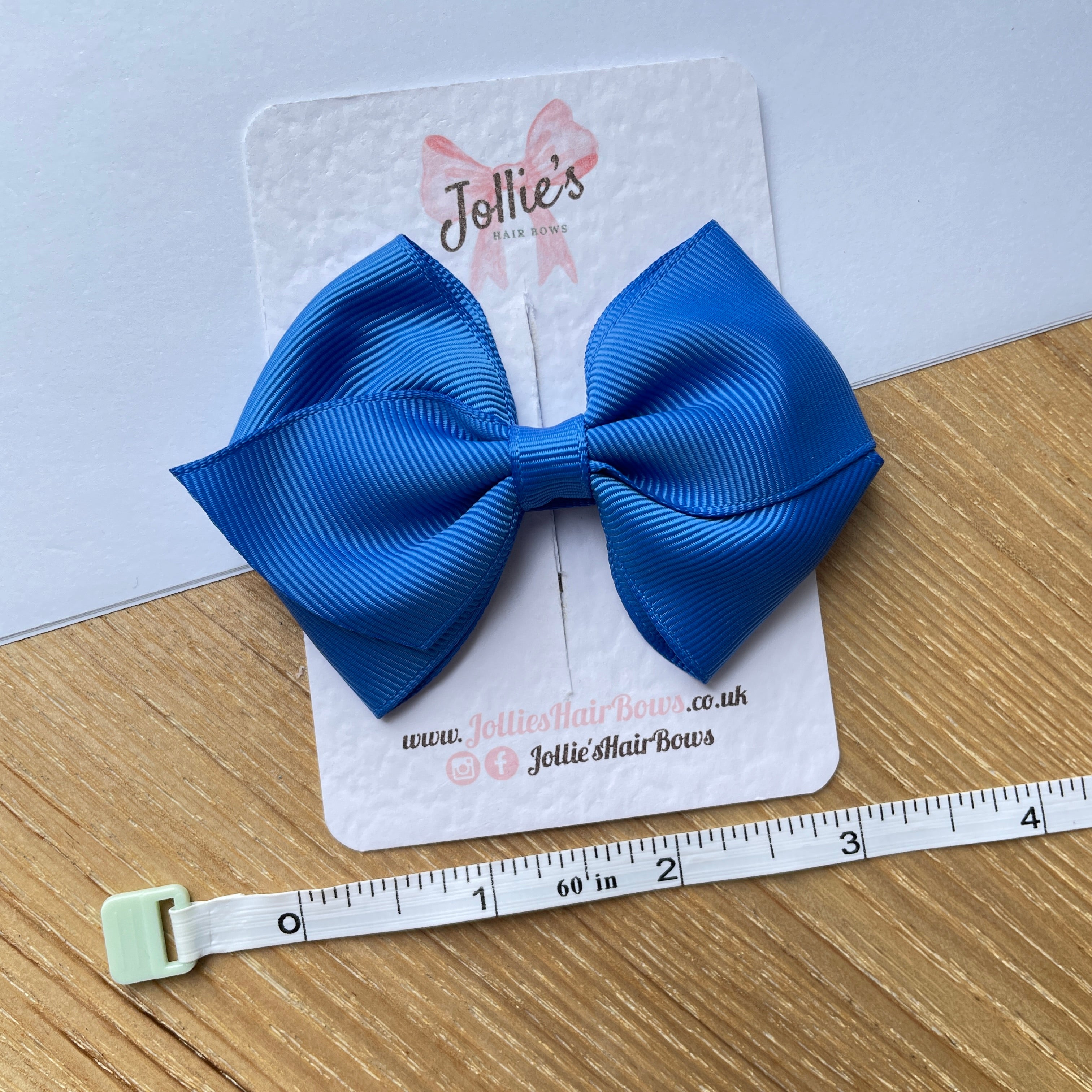 3.75" Royal Blue Flat Hair Bow – Grosgrain Ribbon with Lined Alligator Clip