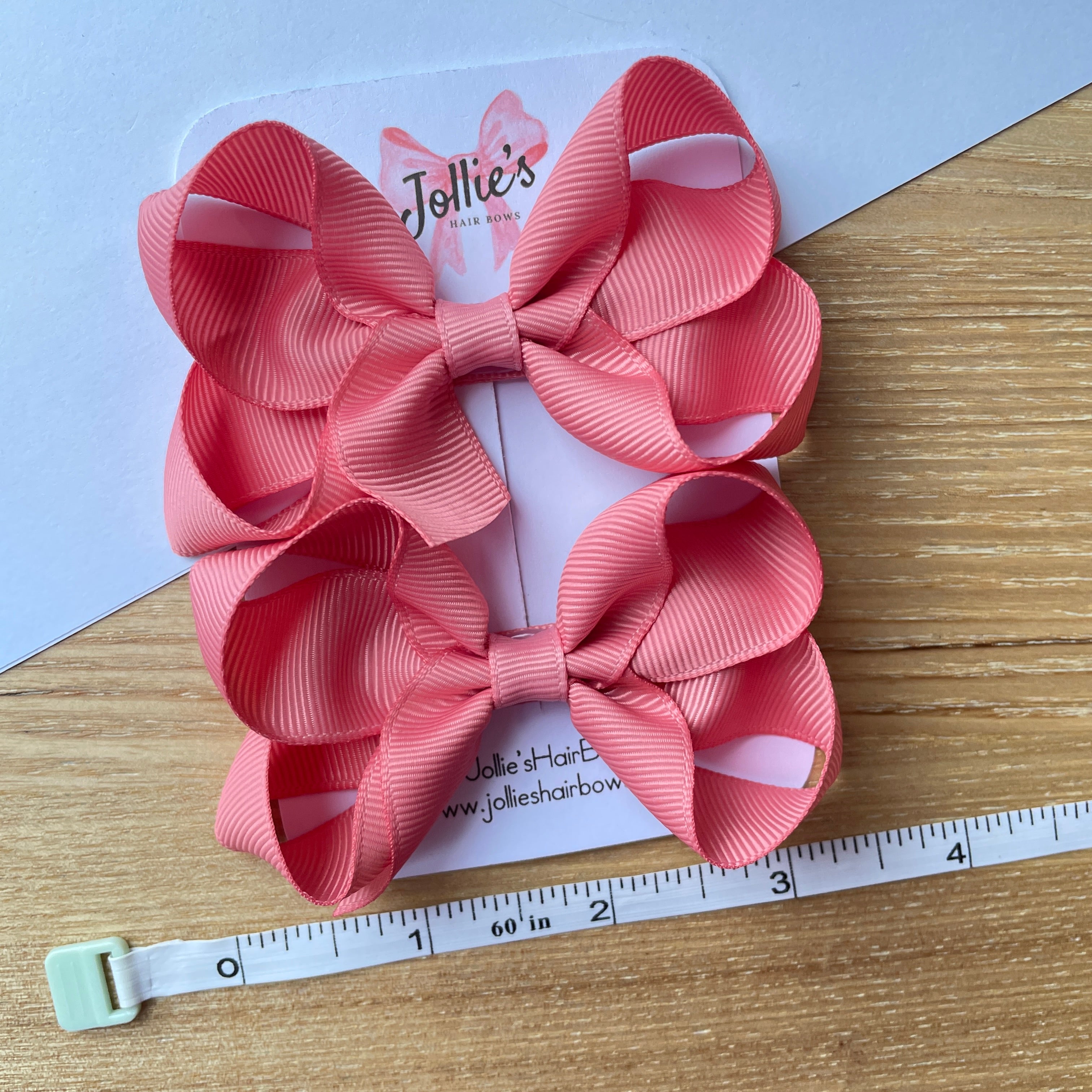 3" Dusty Rose Twisted Hair Bow Pair – Grosgrain Ribbon Clips for Girls