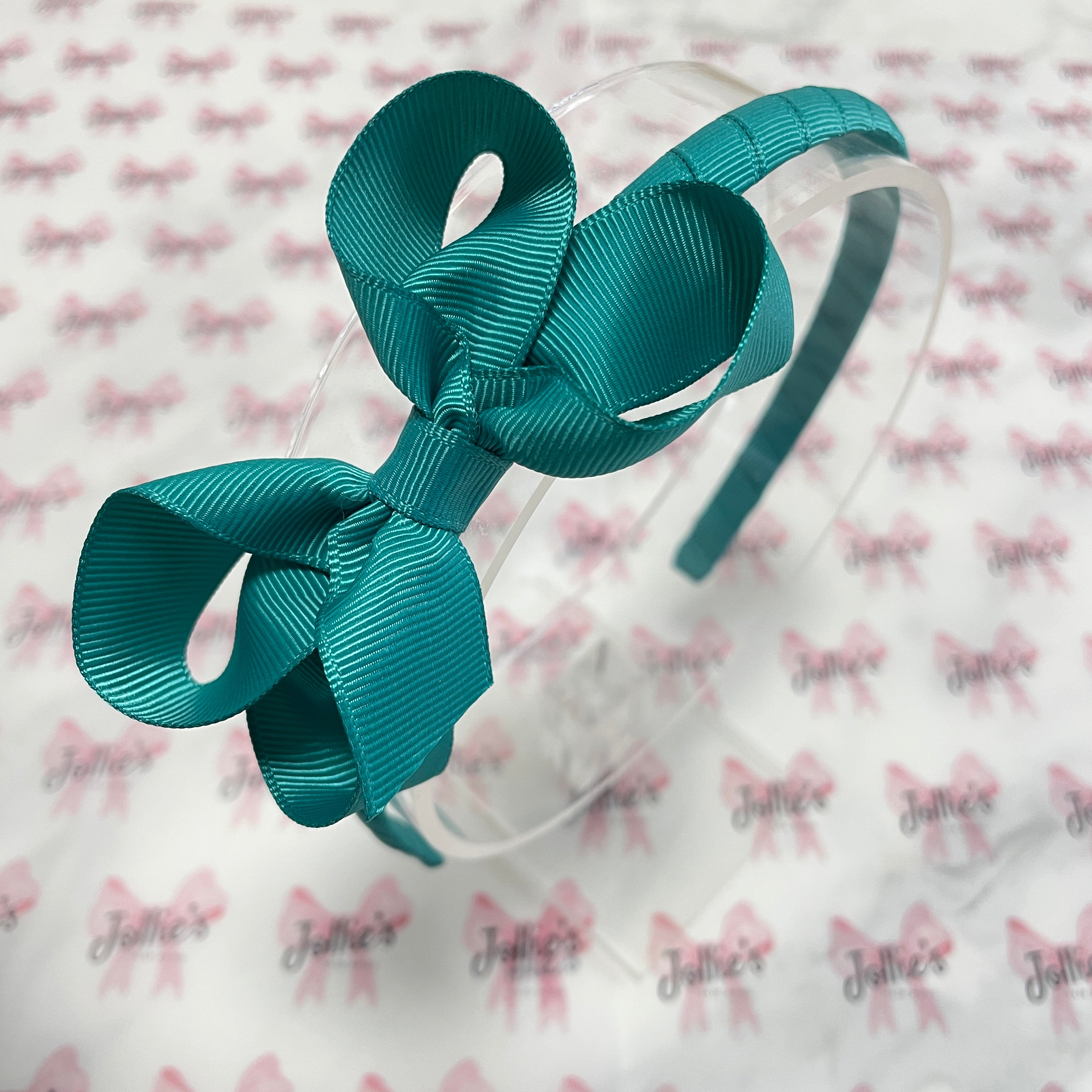 3" Jade Green Bow Headband – Grosgrain Ribbon Headband for Girls