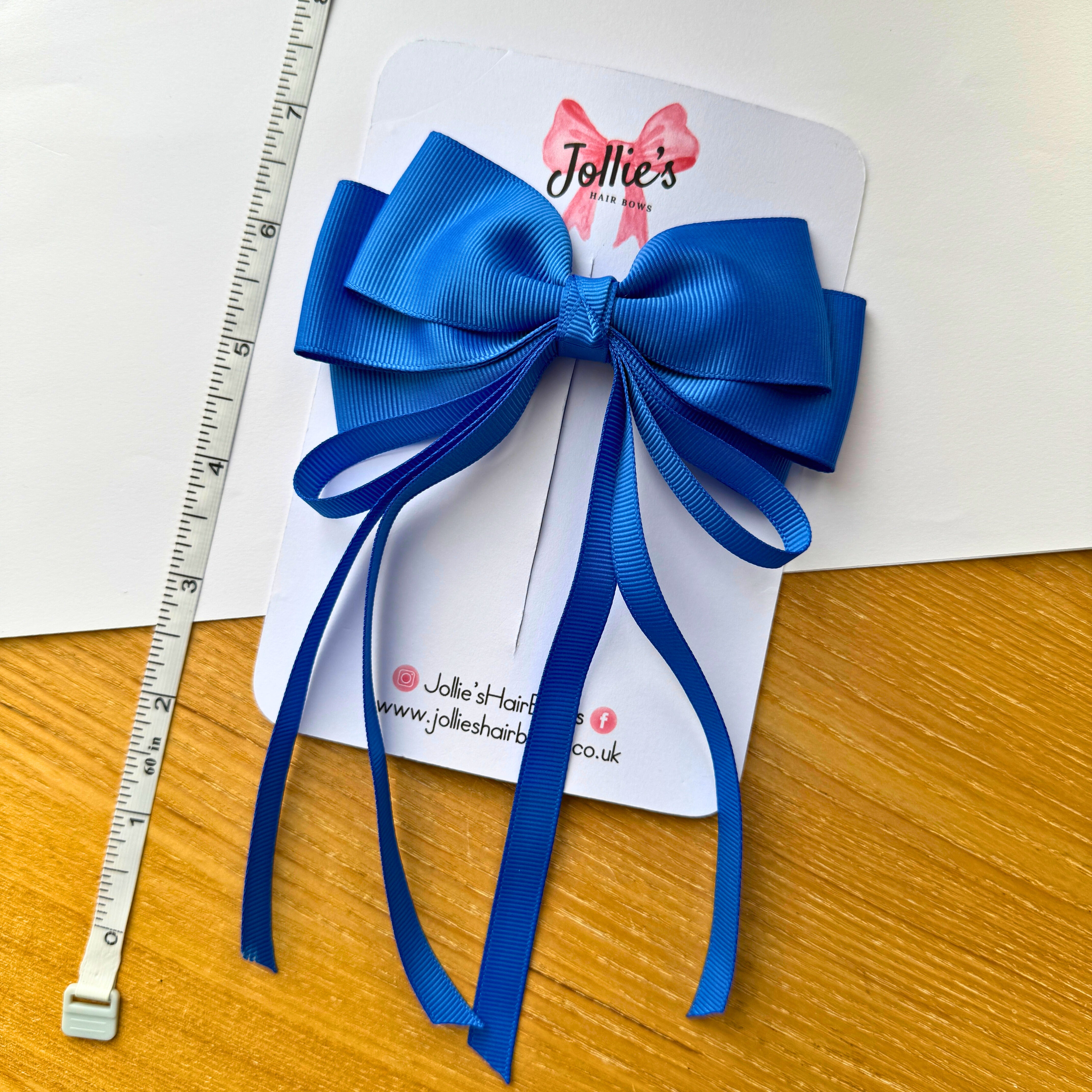 5inch Triple Layers Tail Bow – Grosgrain Ribbon Clip with Teeth