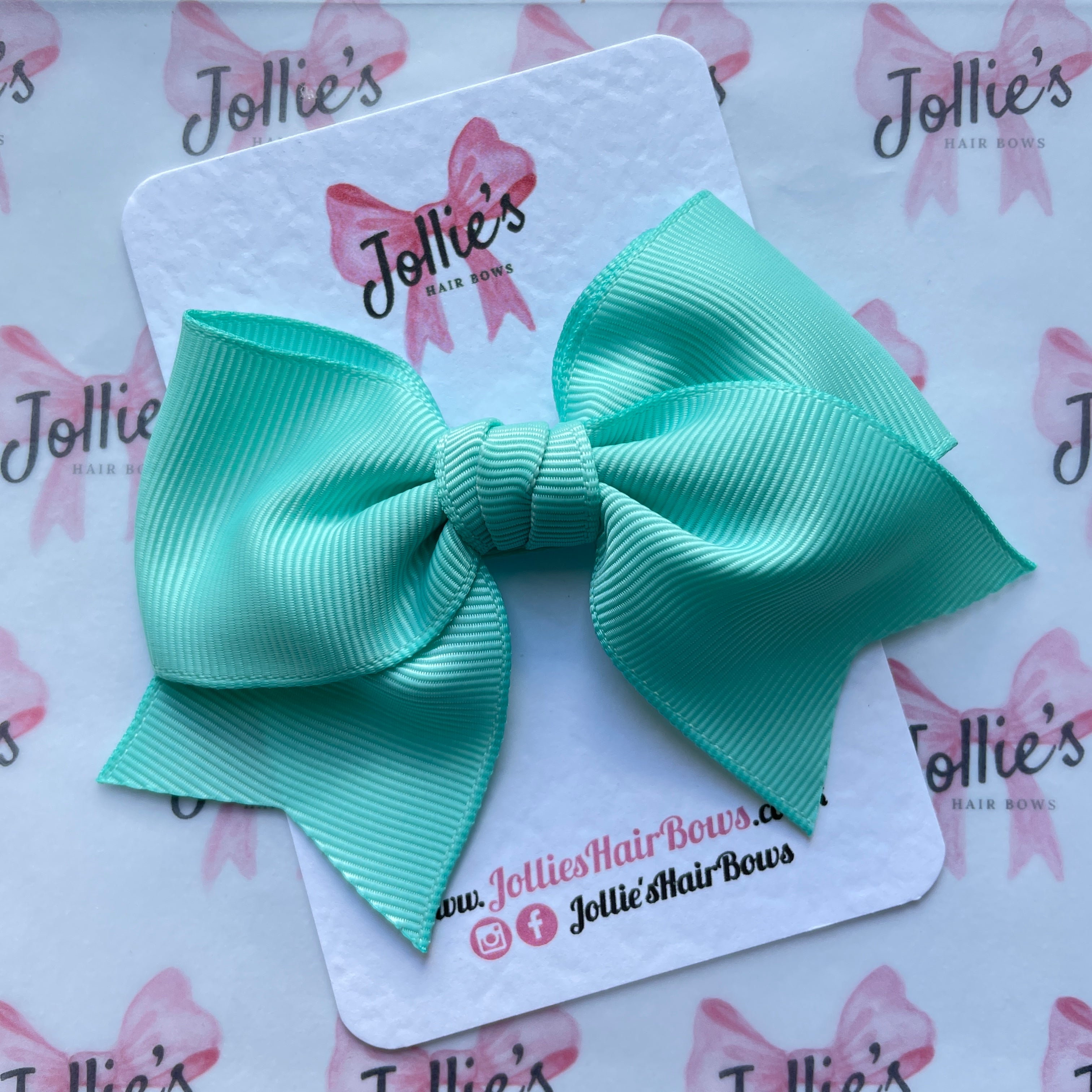 4" Aqua Classic Hair Bow – Grosgrain Ribbon with Lined Alligator Clip