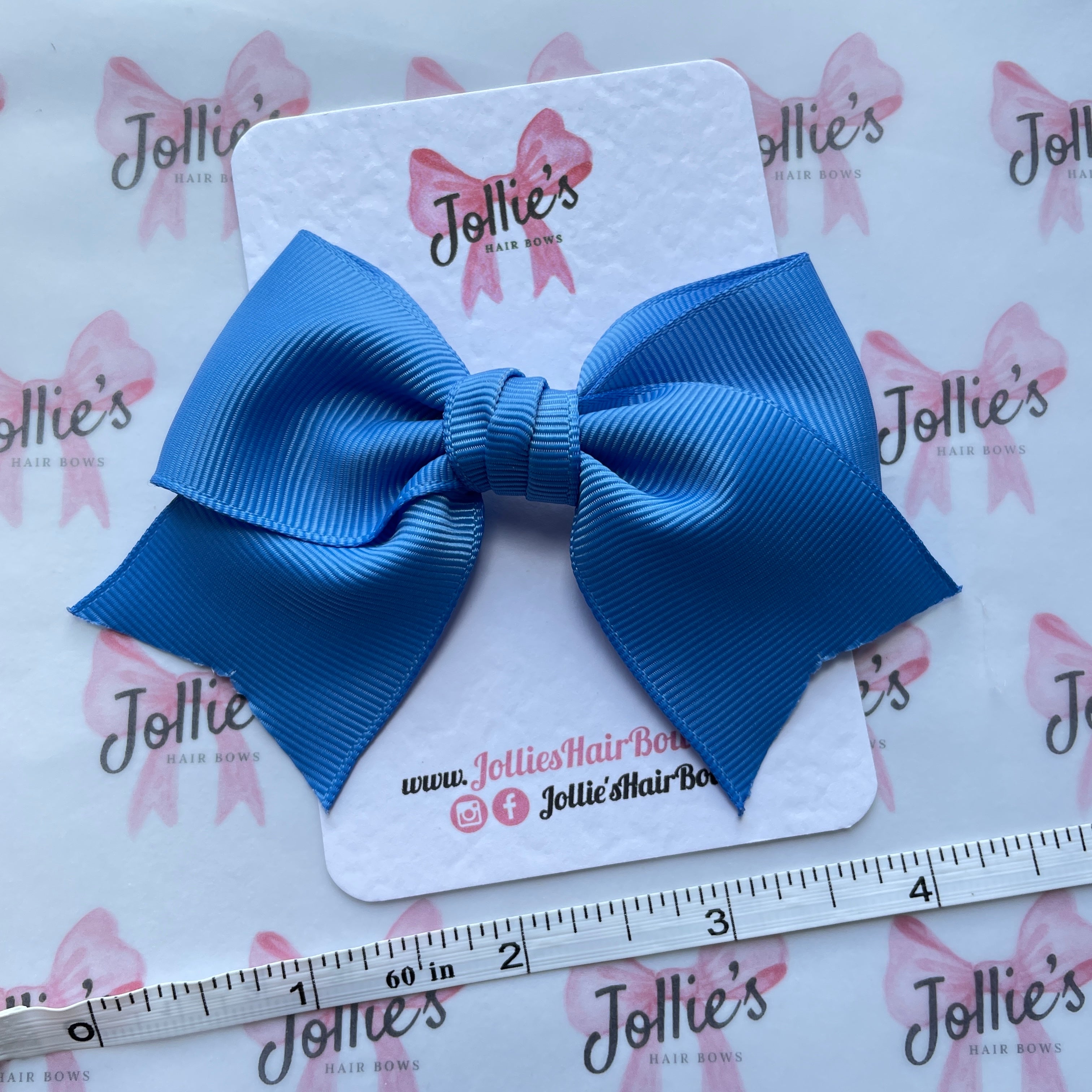 4" Capri Blue Classic Hair Bow – Grosgrain Ribbon with Lined Alligator Clip