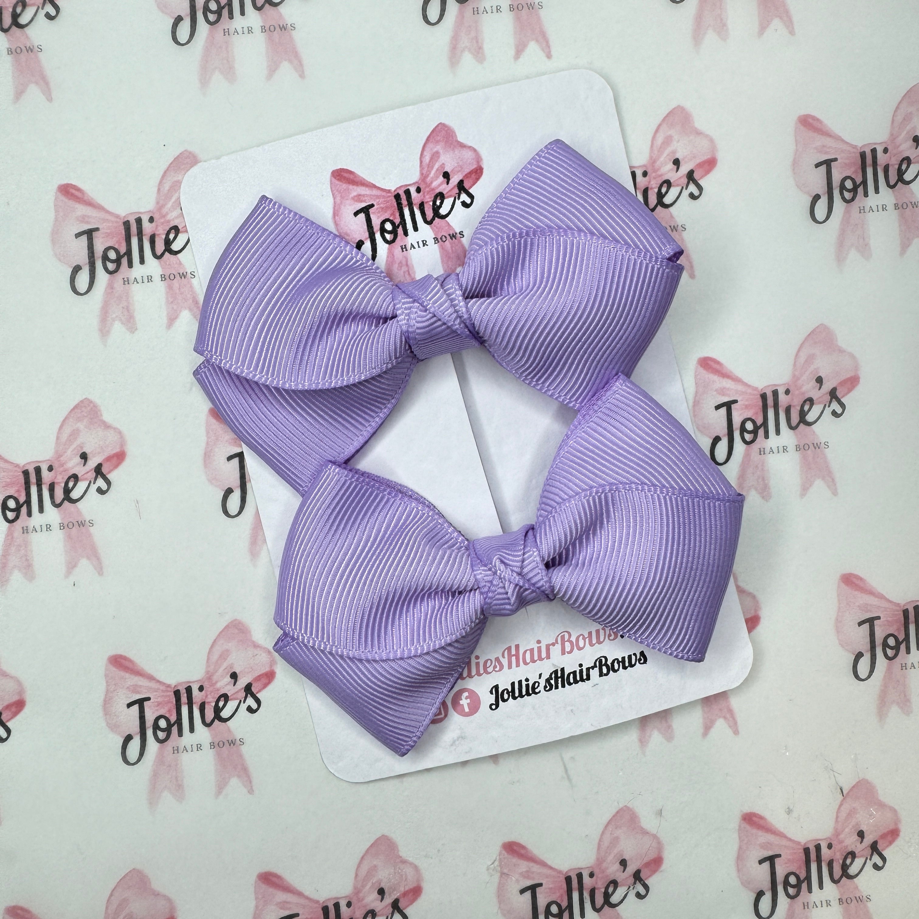 3" Light Orchid Twisty Hair Bow Pair – Grosgrain Ribbon Clips with Teeth