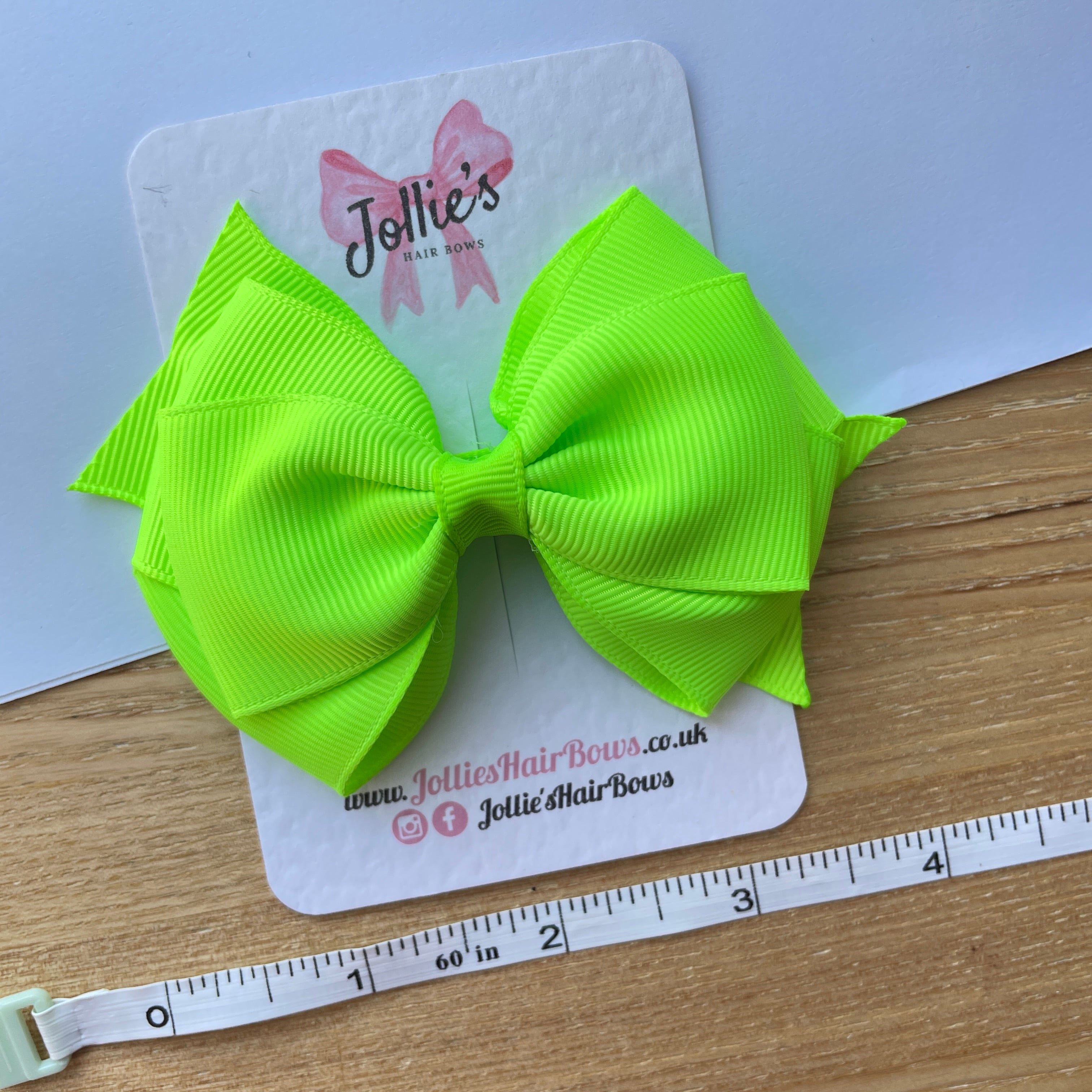 4" Key Lime Triple Layer Hair Bow – Grosgrain Ribbon with Lined Alligator Clip