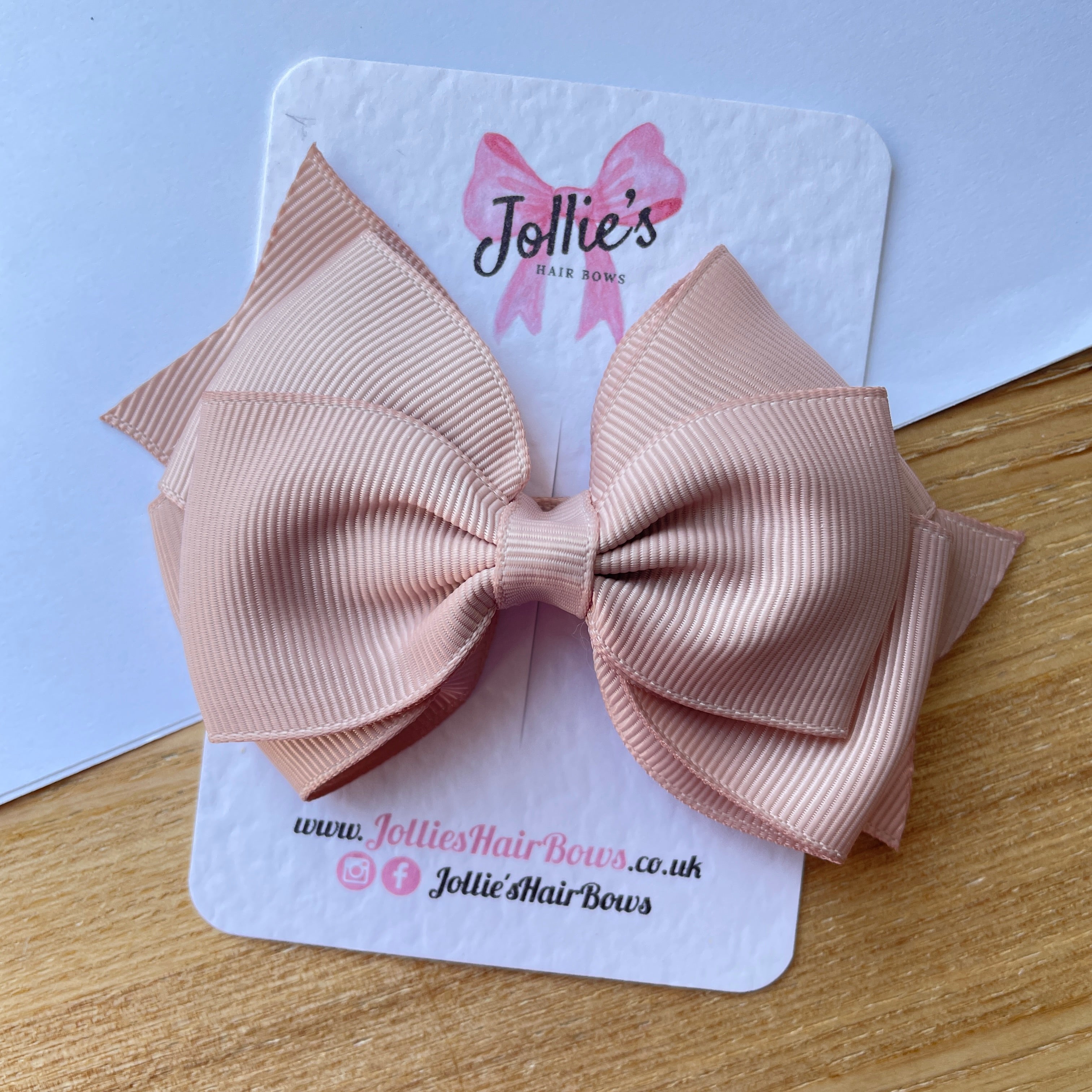 4" Vanilla Triple Layer Hair Bow – Grosgrain Ribbon with Lined Alligator Clip