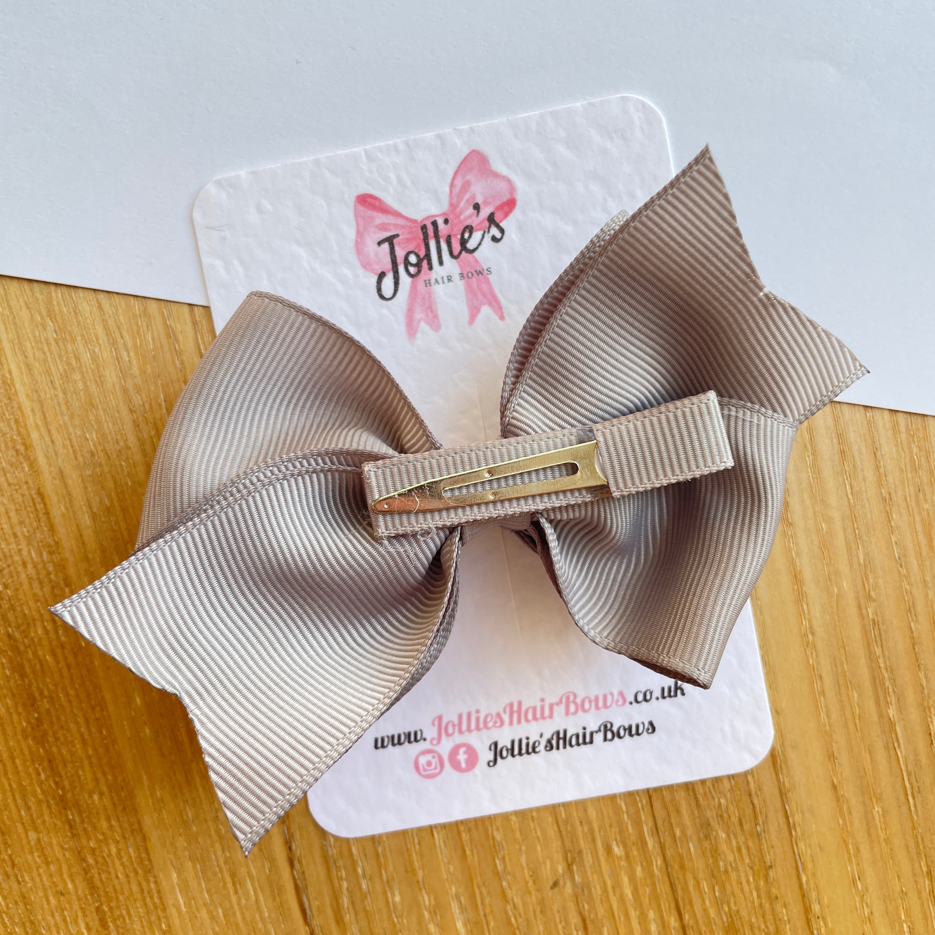 4" Silver Triple Layer Hair Bow – Grosgrain Ribbon with Lined Alligator Clip