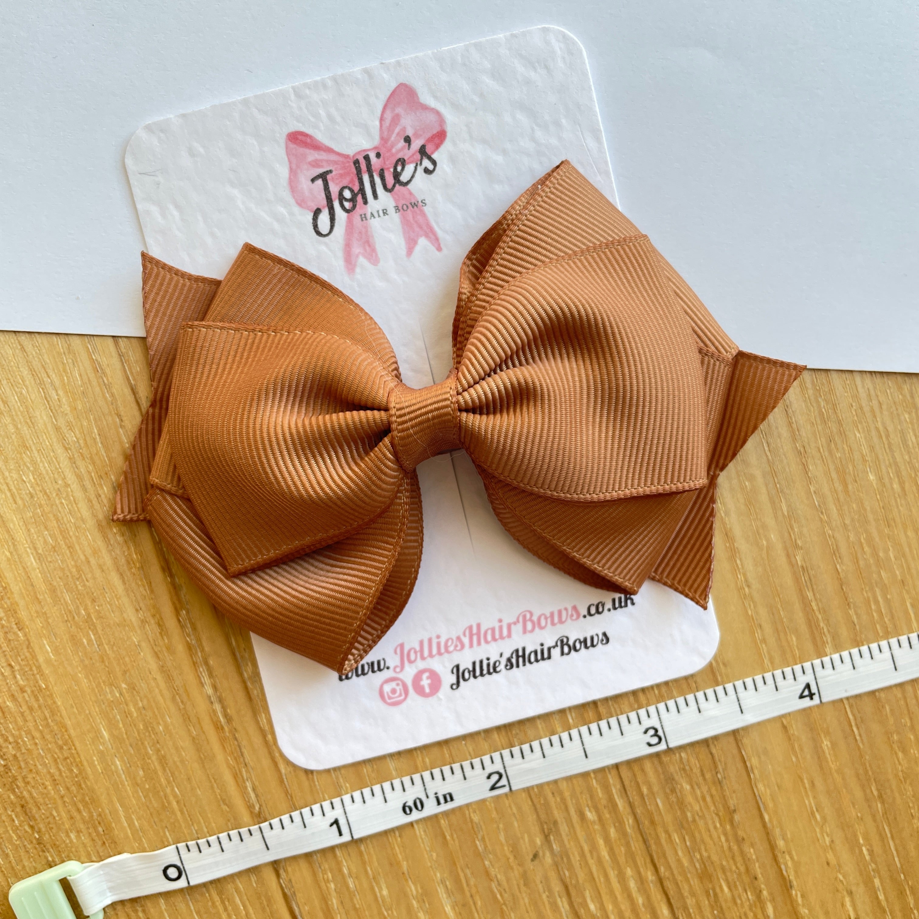 4" Chipmunk Triple Layer Hair Bow – Grosgrain Ribbon with Lined Alligator Clip