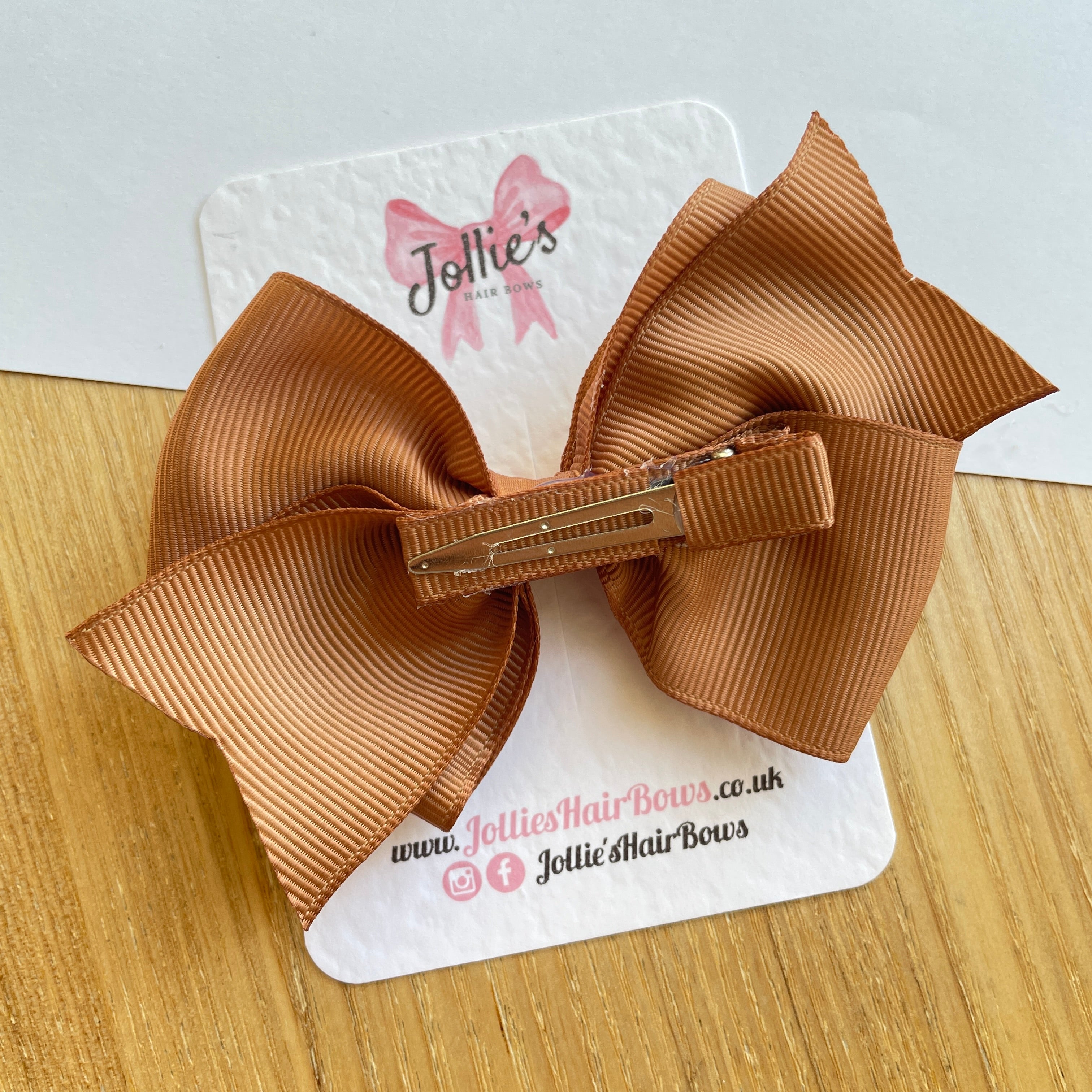 4" Chipmunk Triple Layer Hair Bow – Grosgrain Ribbon with Lined Alligator Clip