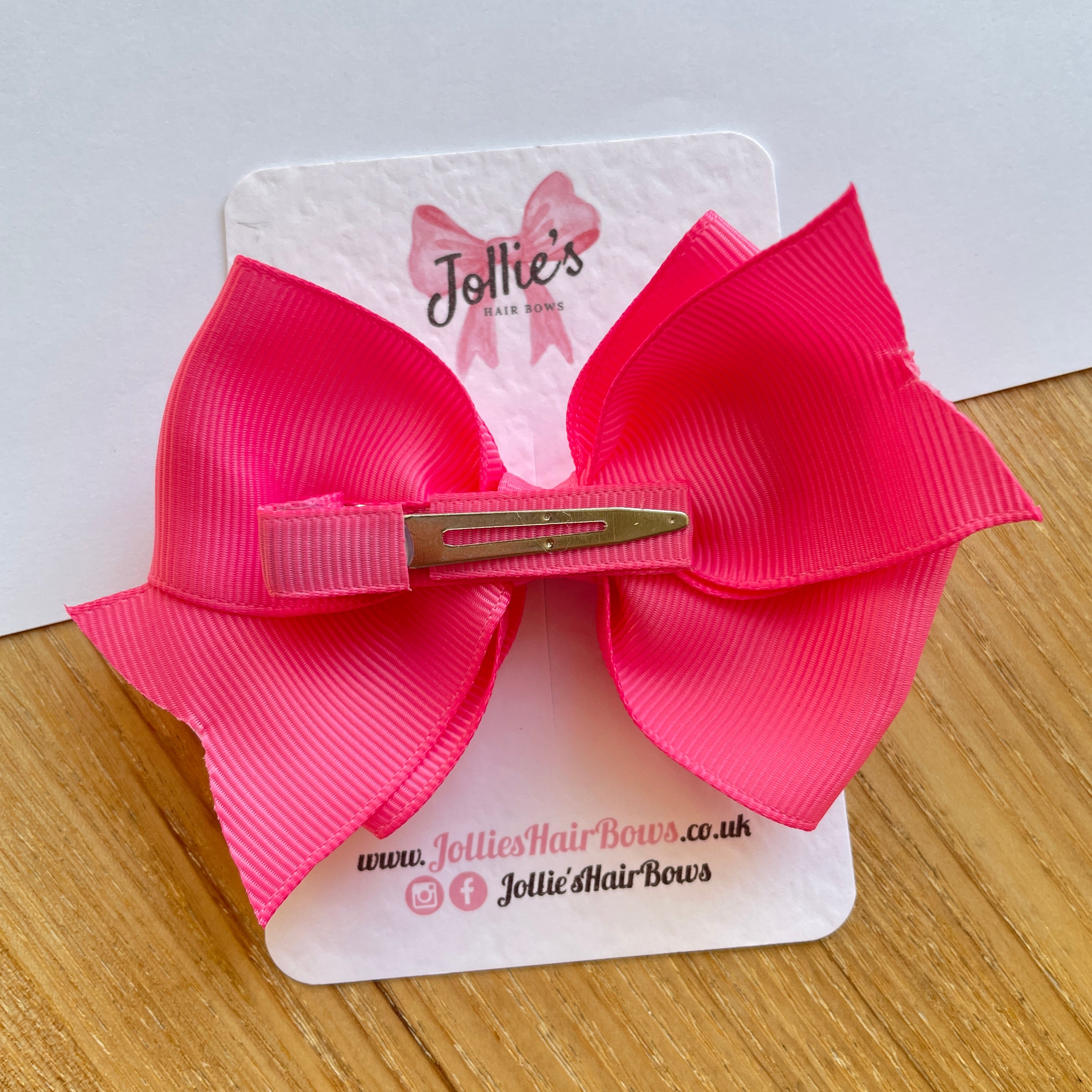 4" Hot Pink Triple Layer Hair Bow – Grosgrain Ribbon with Lined Alligator Clip