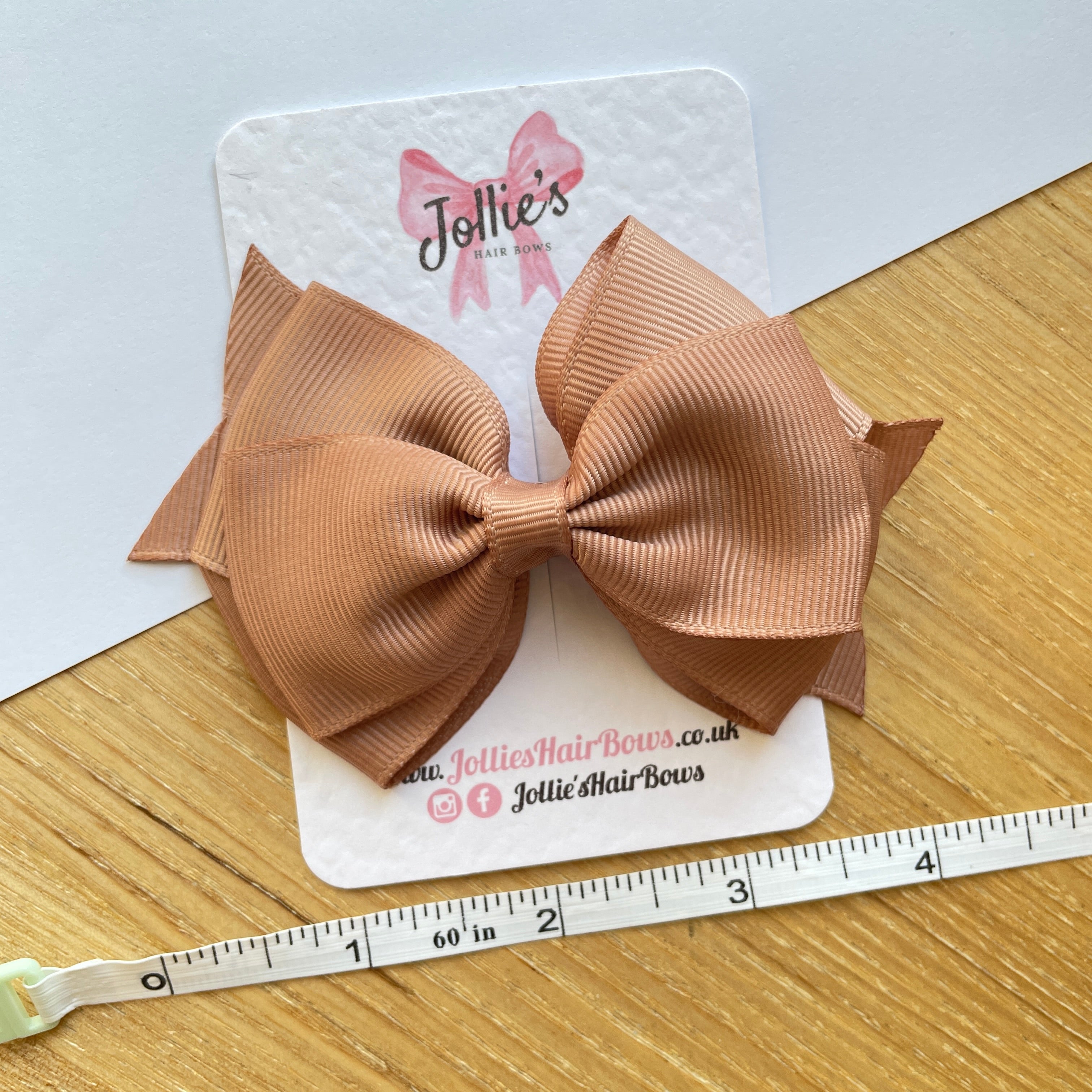 4" Natural Triple Layer Hair Bow – Grosgrain Ribbon with Lined Alligator Clip