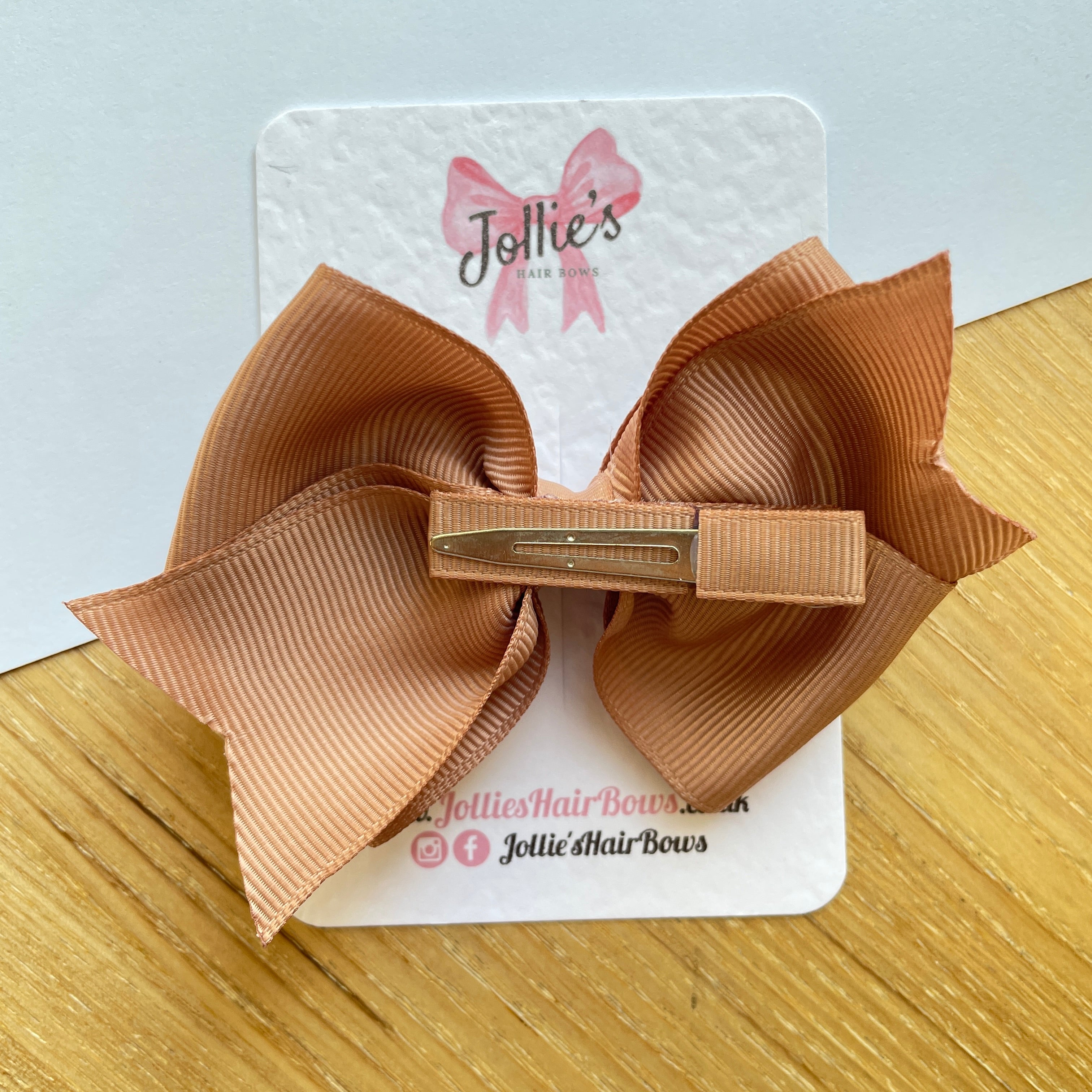 4" Natural Triple Layer Hair Bow – Grosgrain Ribbon with Lined Alligator Clip