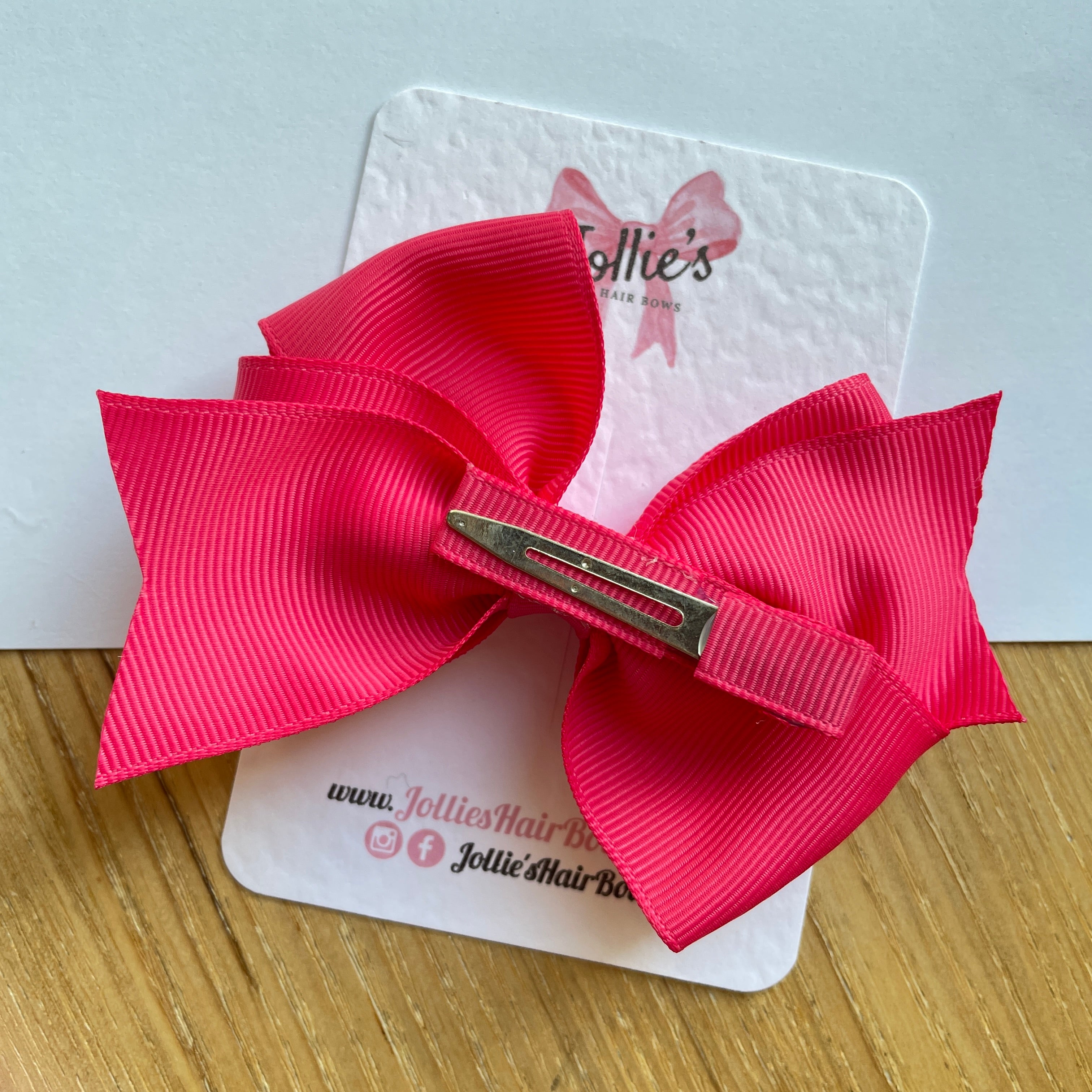 4" Shocking Pink Triple Layer Hair Bow – Grosgrain Ribbon with Lined Alligator Clip
