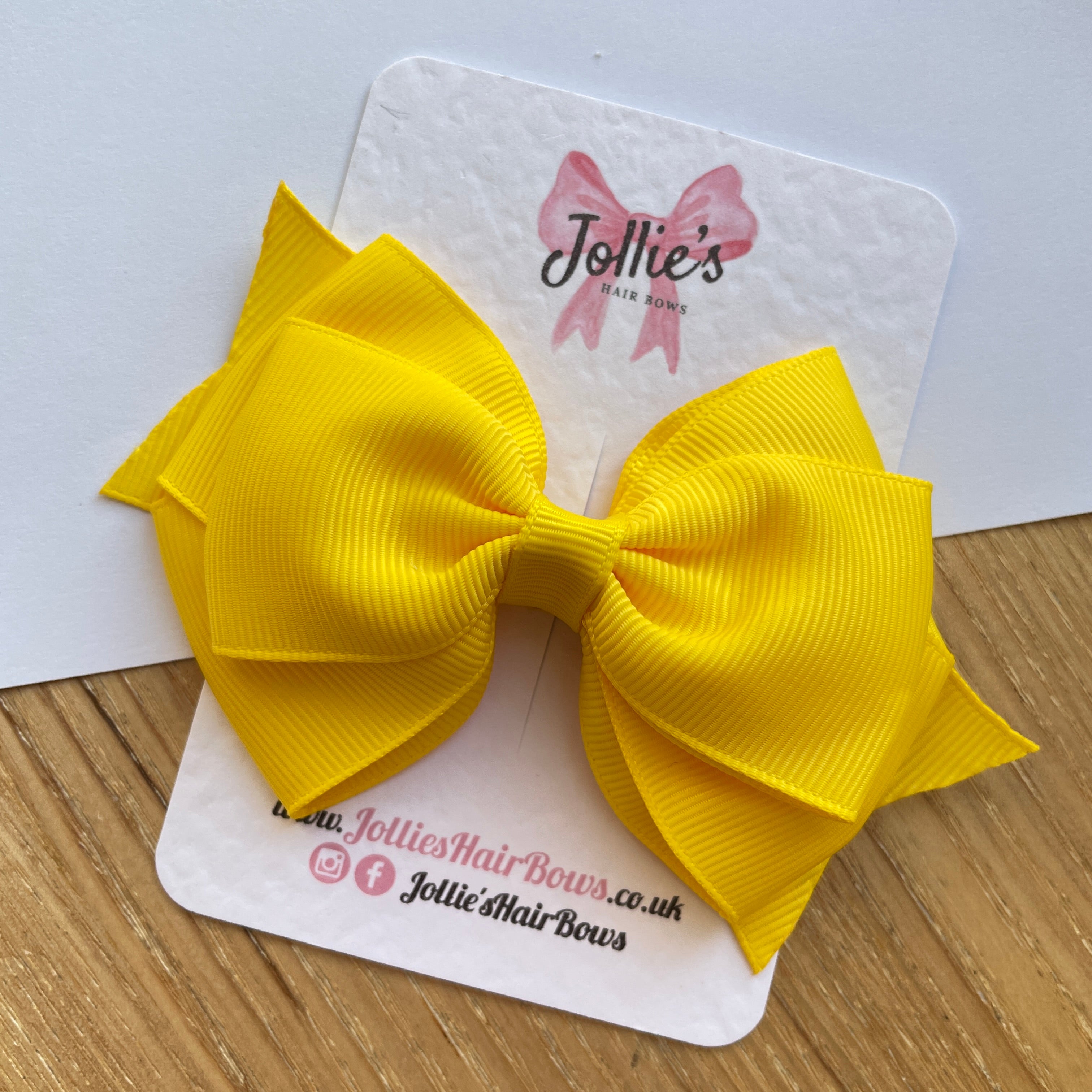 4" Daffodil Triple Layer Hair Bow – Grosgrain Ribbon with Lined Alligator Clip