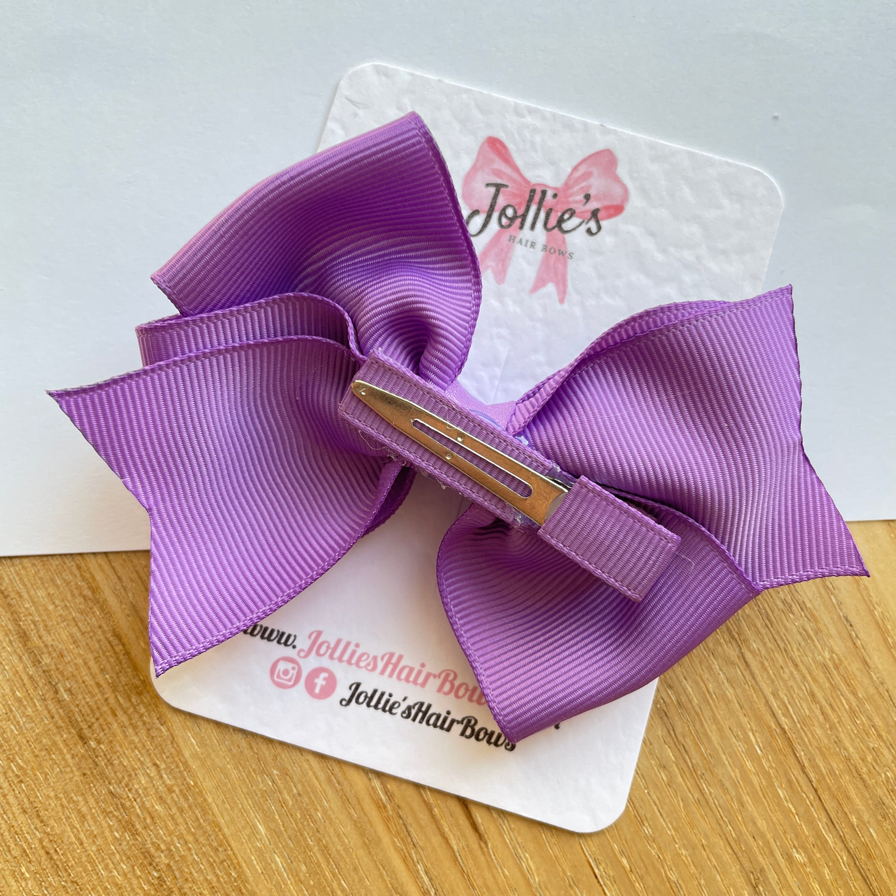 4" Grape Triple Layer Hair Bow – Grosgrain Ribbon with Lined Alligator Clip