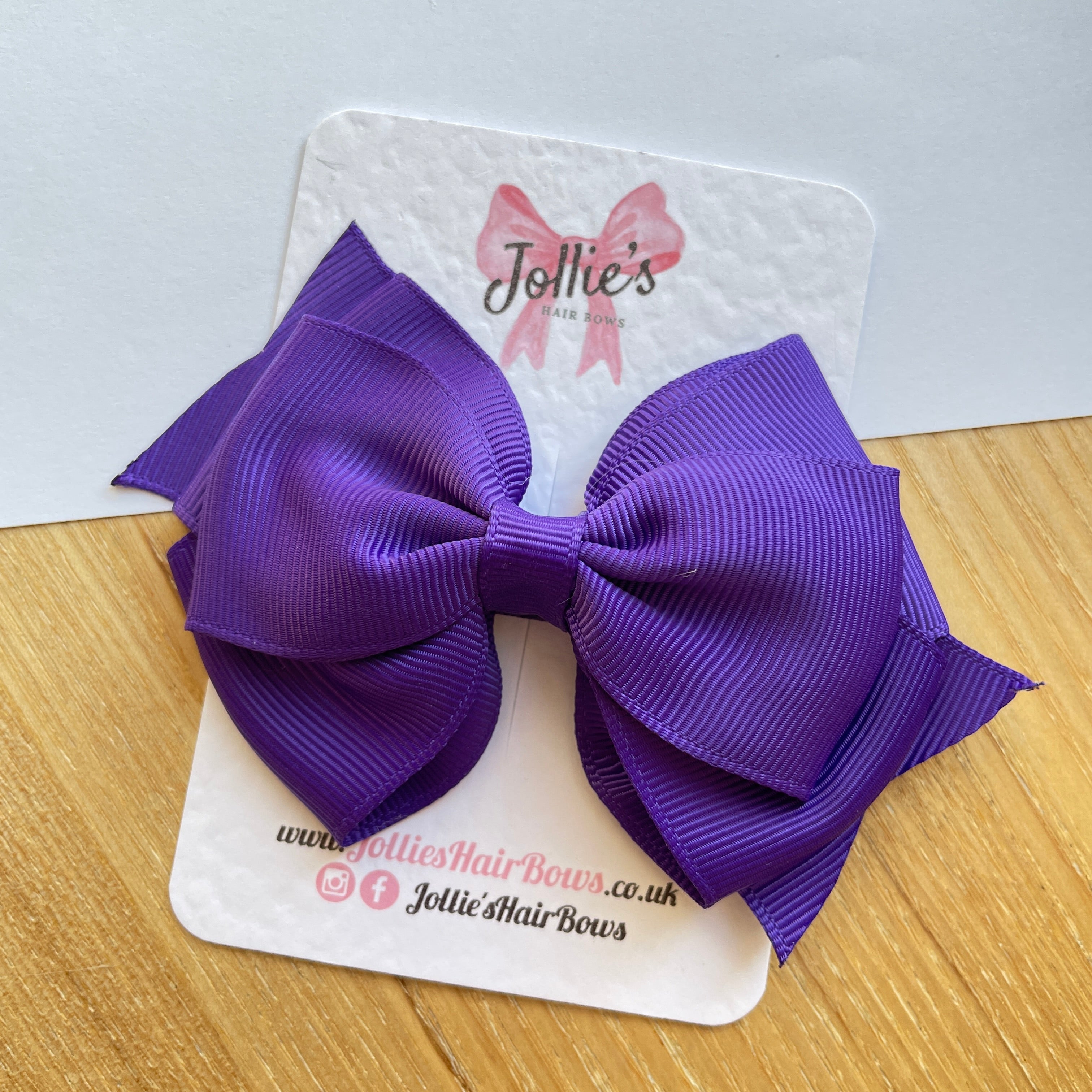 4" Regal Purple Triple Layer Hair Bow – Grosgrain Ribbon with Lined Alligator Clip