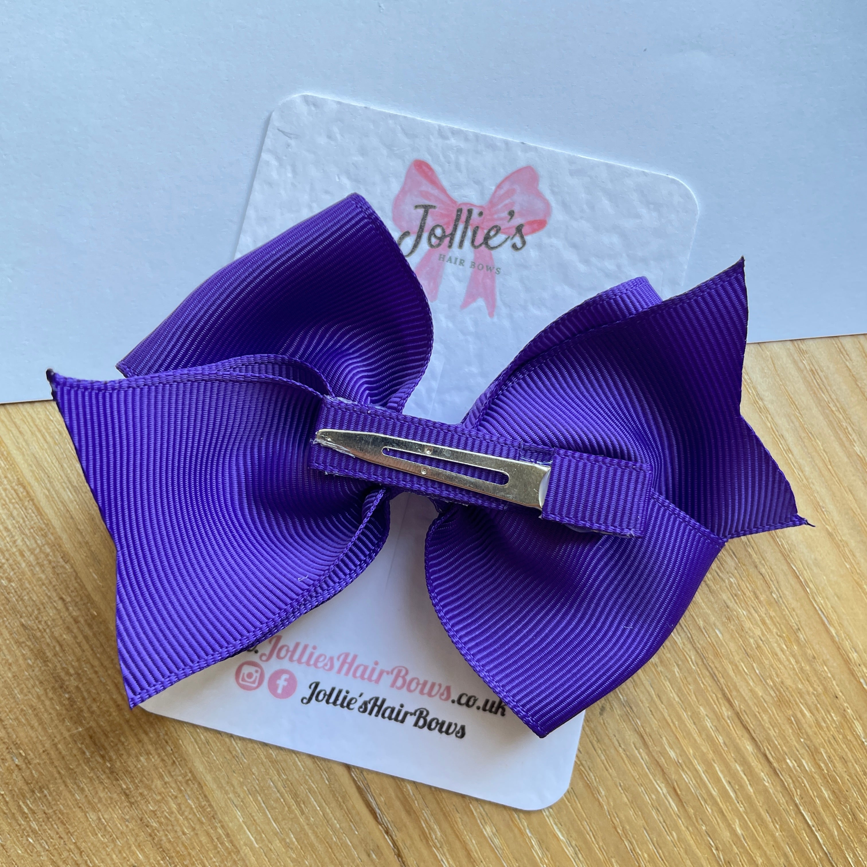 4" Regal Purple Triple Layer Hair Bow – Grosgrain Ribbon with Lined Alligator Clip