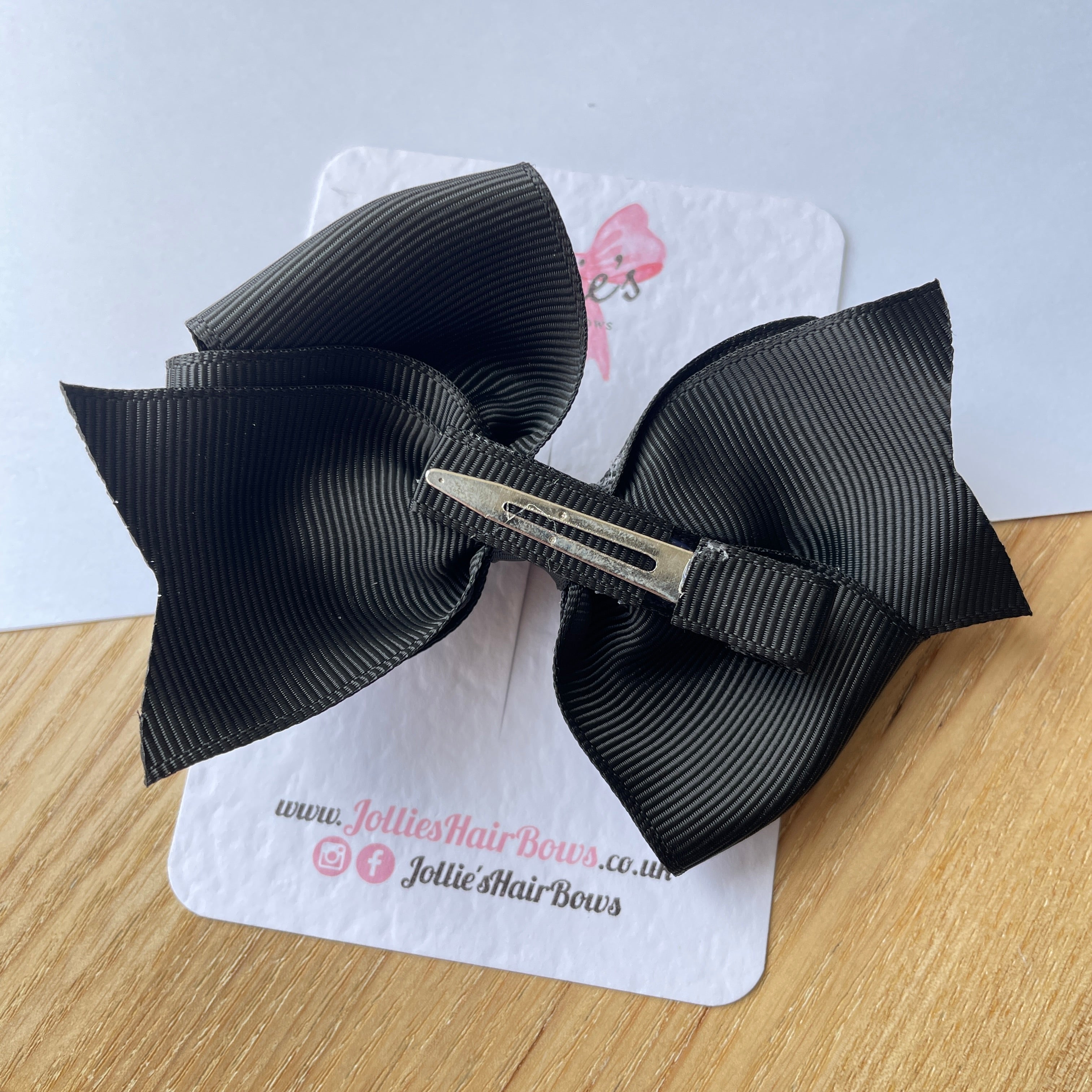 4" Black Triple Layer Hair Bow – Grosgrain Ribbon with Lined Alligator Clip
