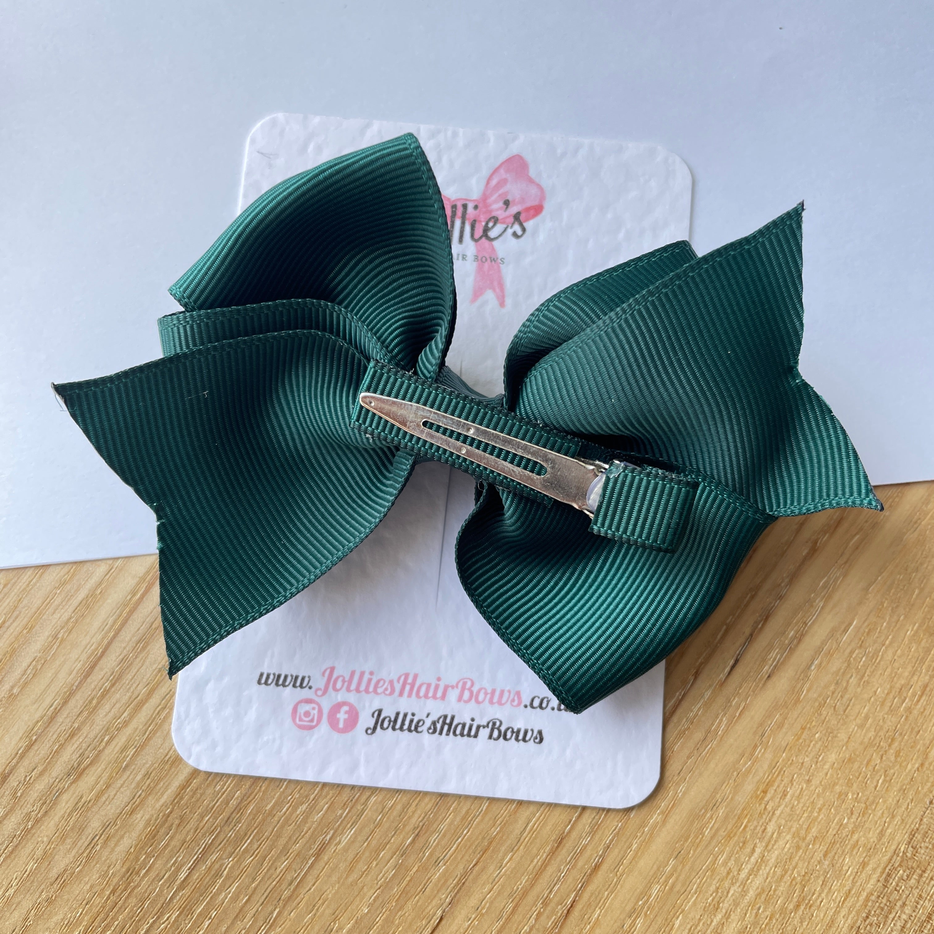 4" Spruce Triple Layer Hair Bow – Grosgrain Ribbon with Lined Alligator Clip