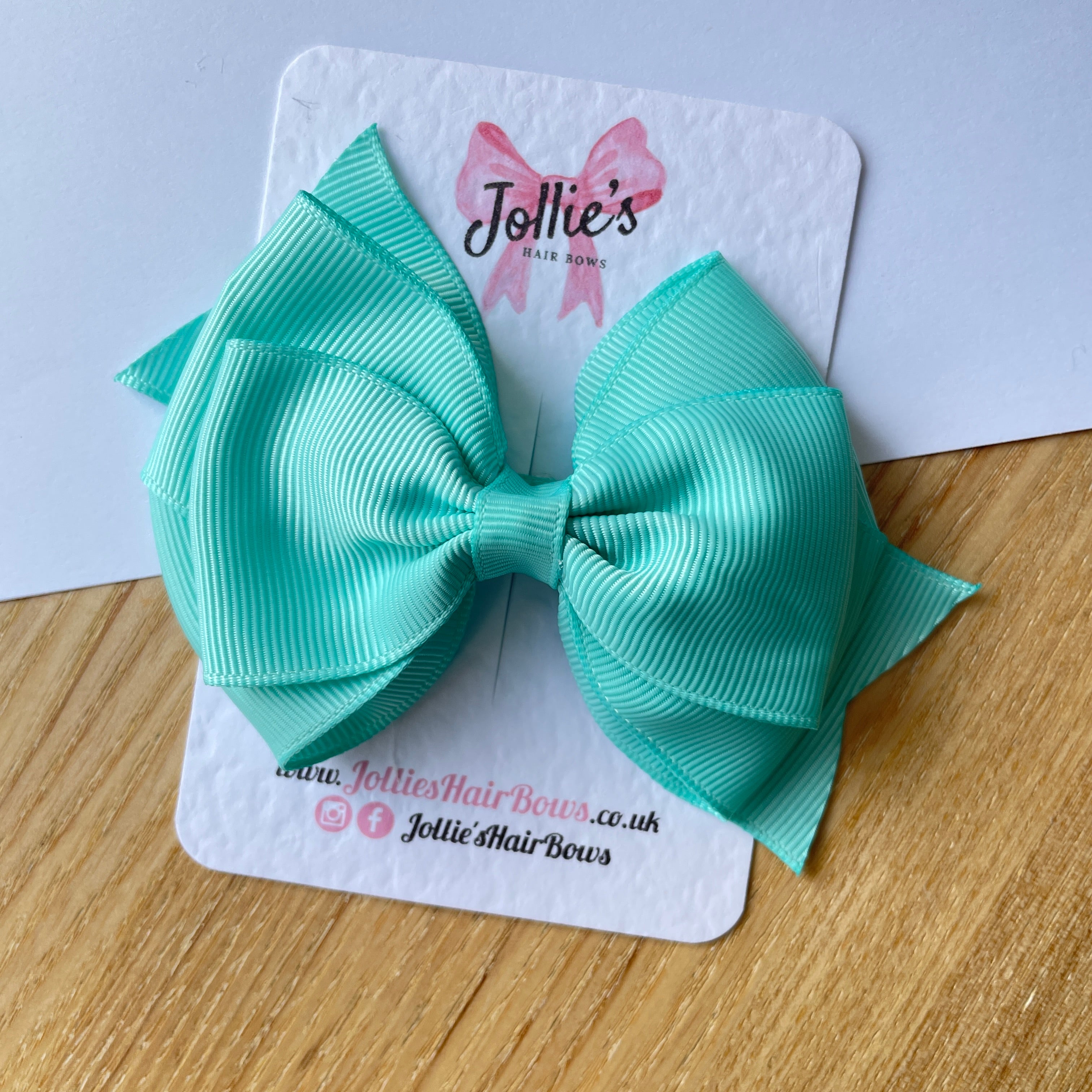 4" Aqua Triple Layer Hair Bow β Grosgrain Ribbon with Lined Alligator Clip
