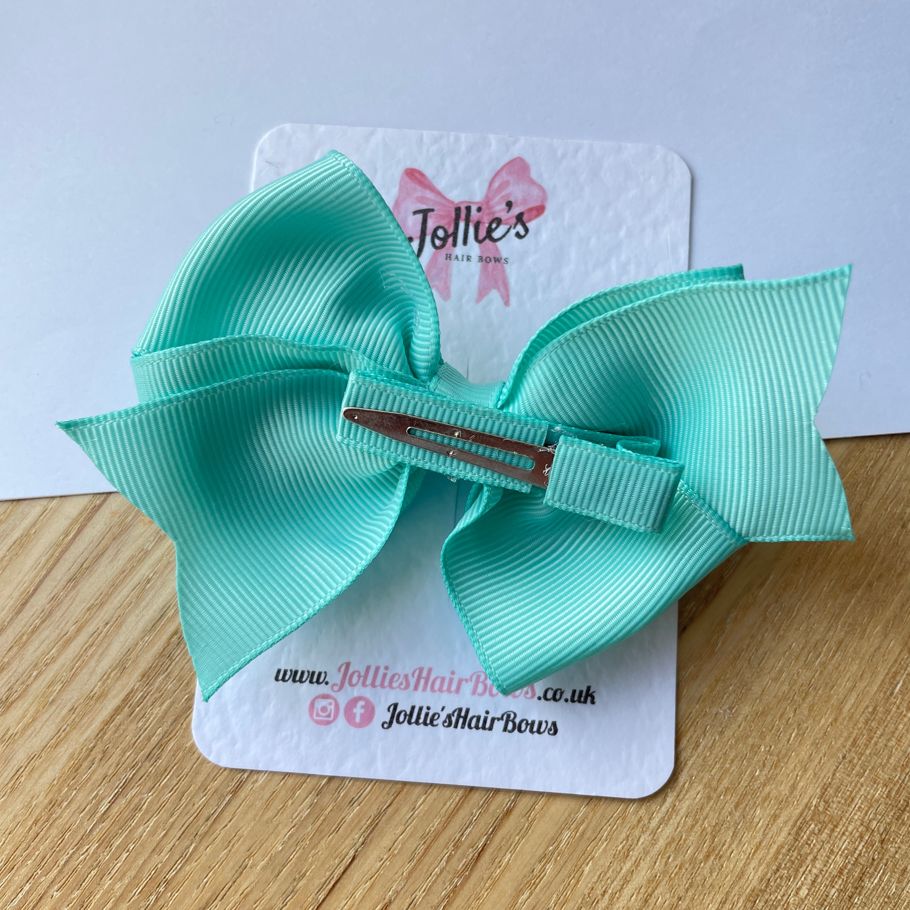 4" Aqua Triple Layer Hair Bow β Grosgrain Ribbon with Lined Alligator Clip